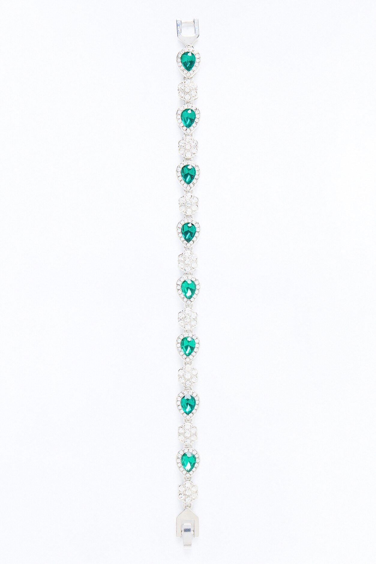 Iced Pear Cluster Bracelet - Silver/Green