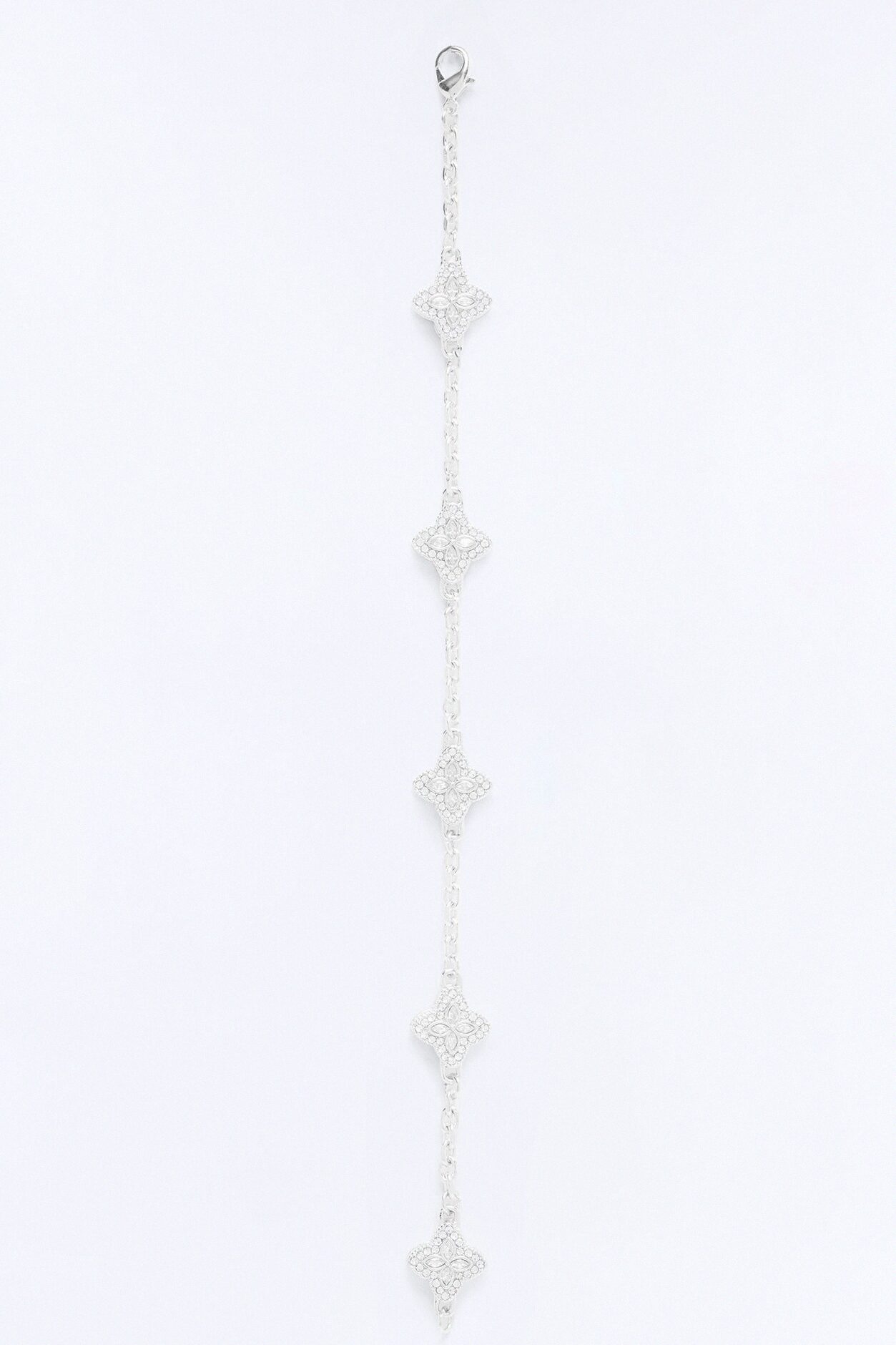 Genesis Rhinestone Clover Bracelet - Silver