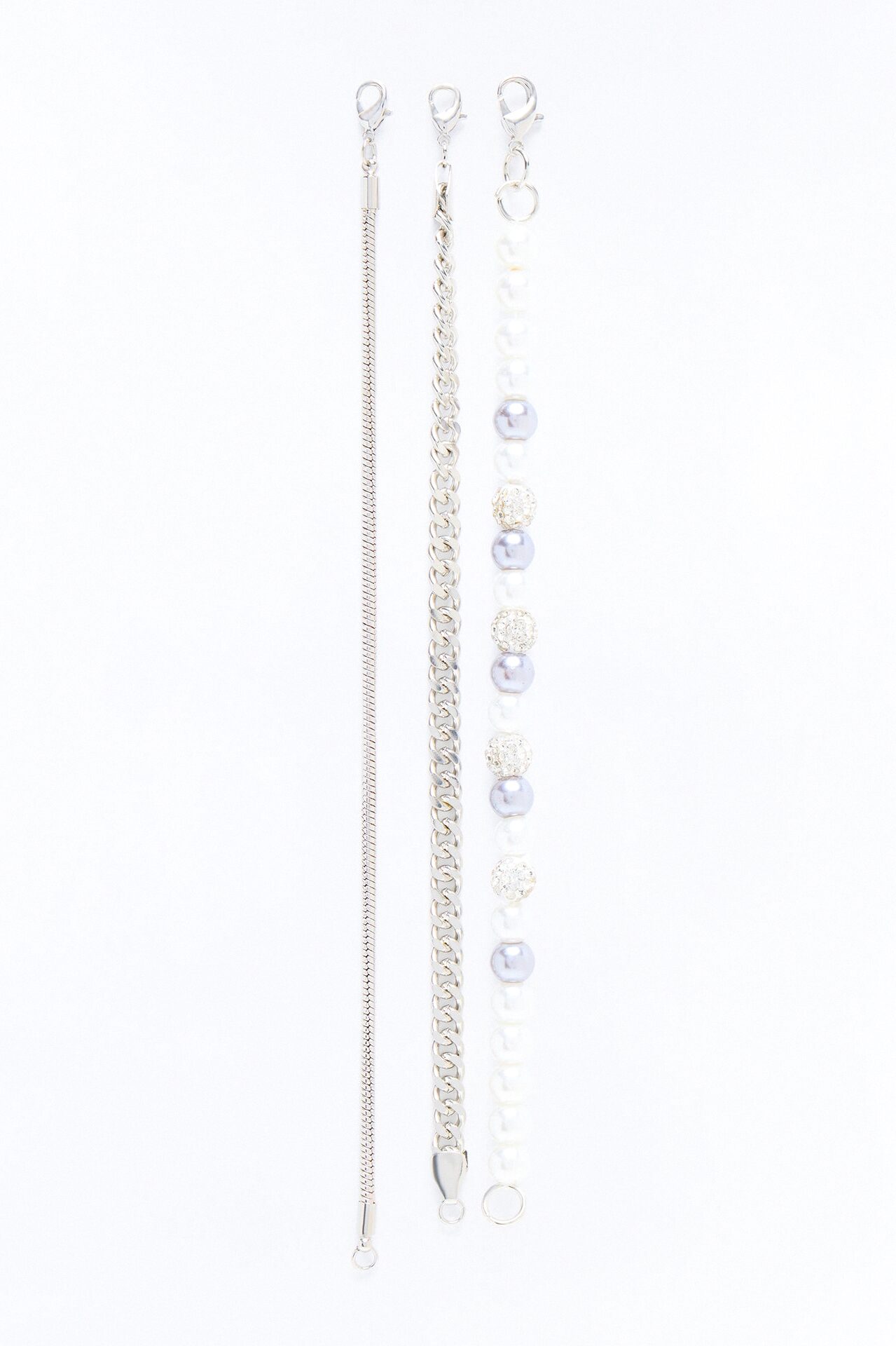 Odyssey Pearl Beaded Bracelet Set - Silver
