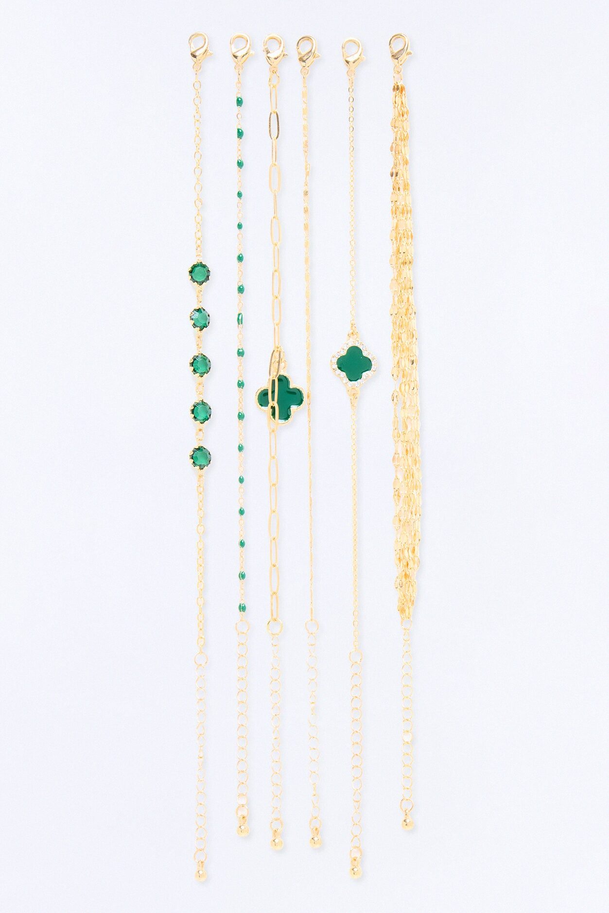 Timeless Clover Bracelet Set - Gold/Green