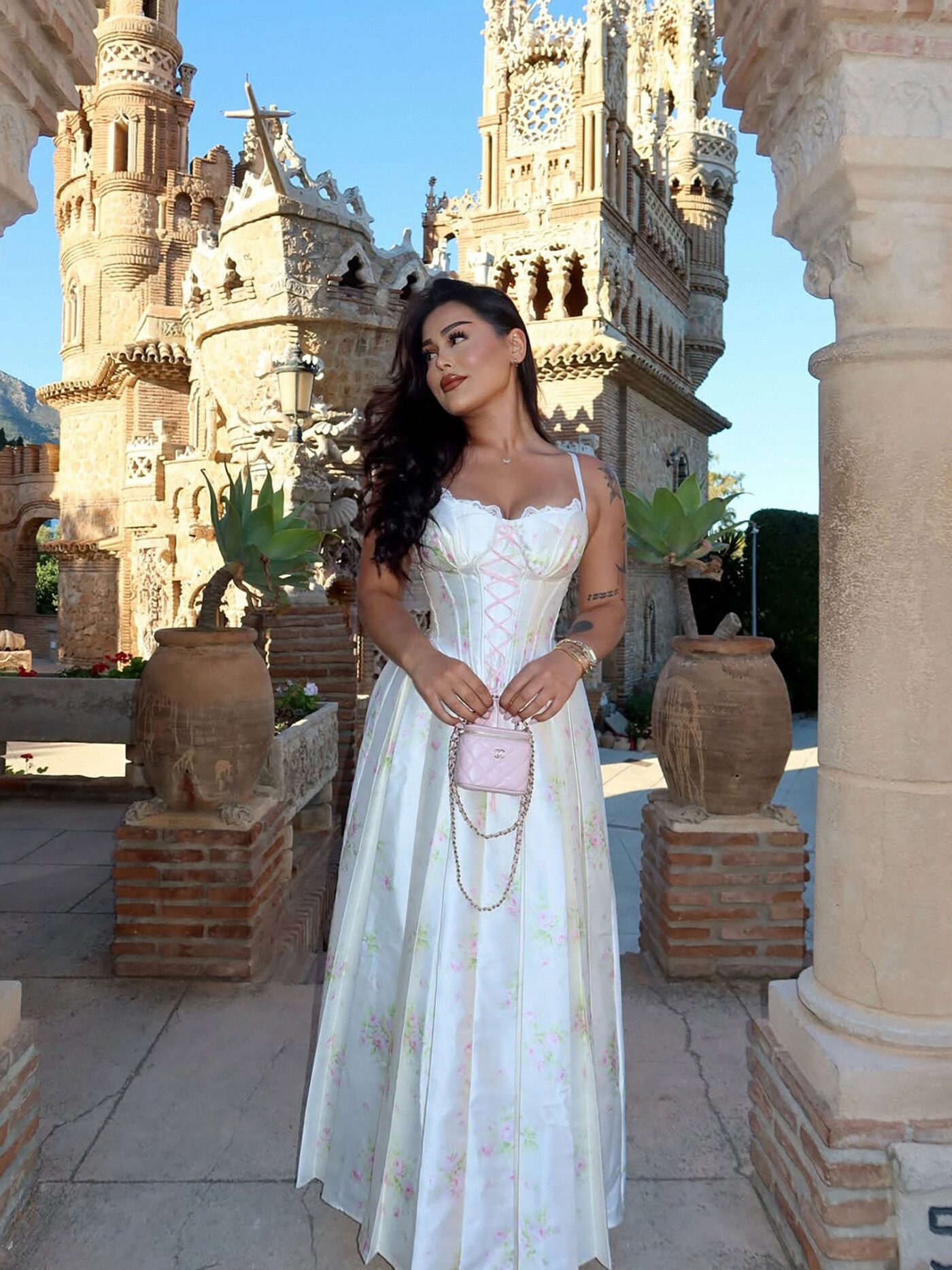 Tea Party Pleated Taffeta Gown - Cream/combo