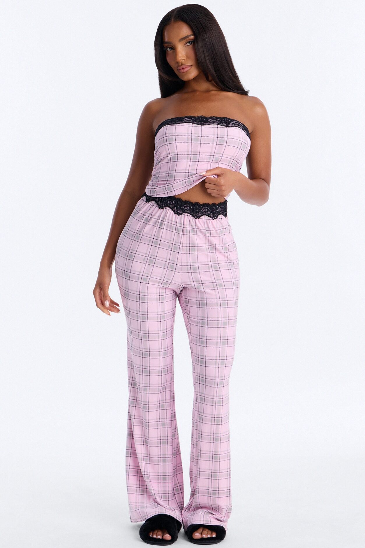 Sleeping Pretty Always Tube Top PJ Flare Pant Set - Pink