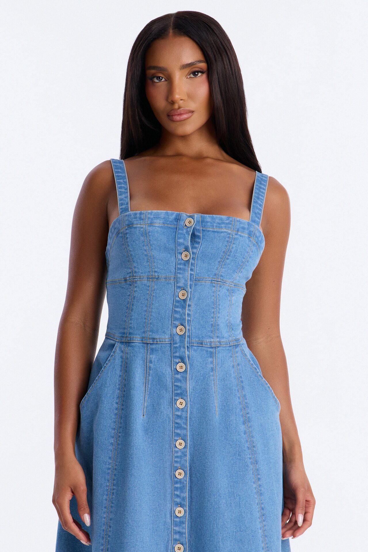 Romi Denim Midi Dress - Light Wash