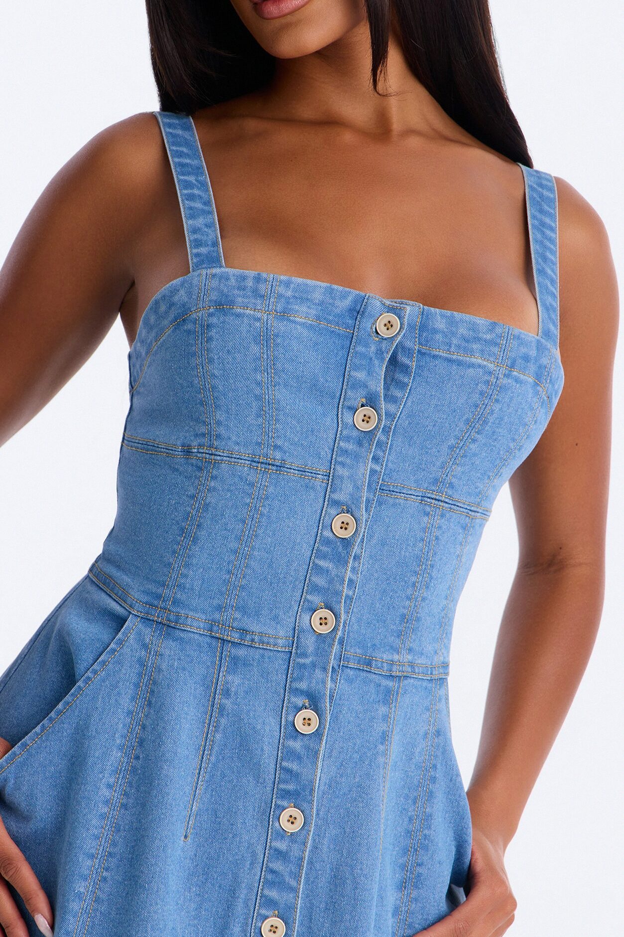 Romi Denim Midi Dress - Light Wash