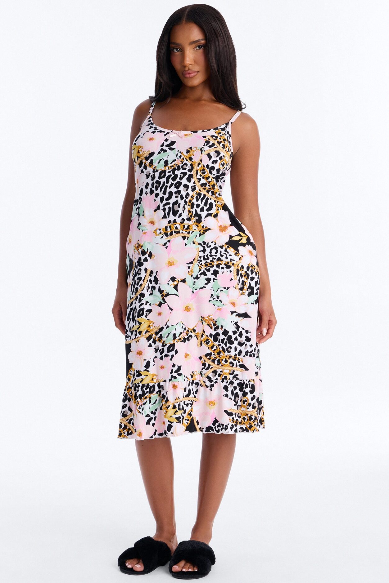 Blushing Wild Desire Ruffle PJ Sleep Dress - Black/combo