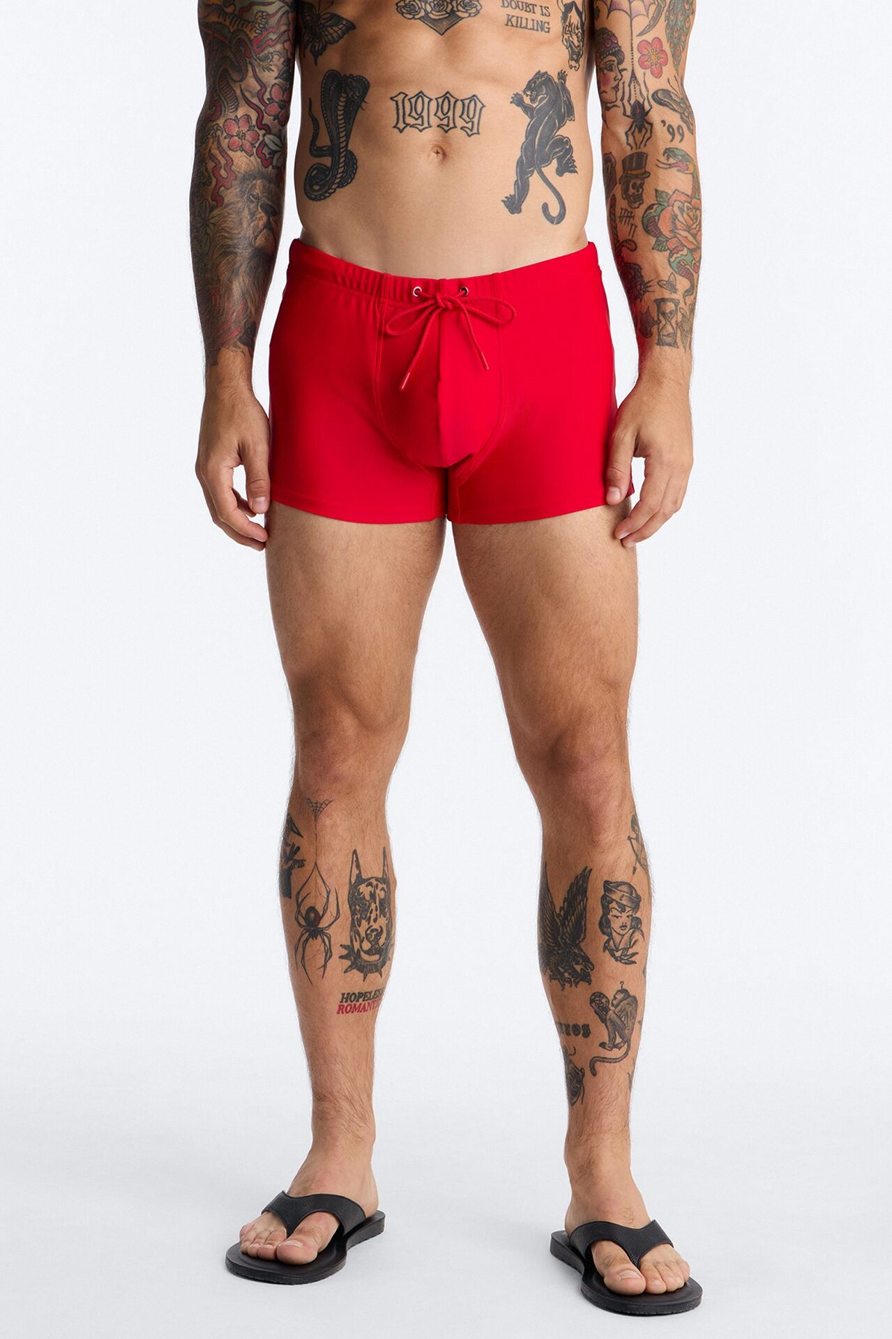 Boxy Fit Stretch Swim Brief - Red