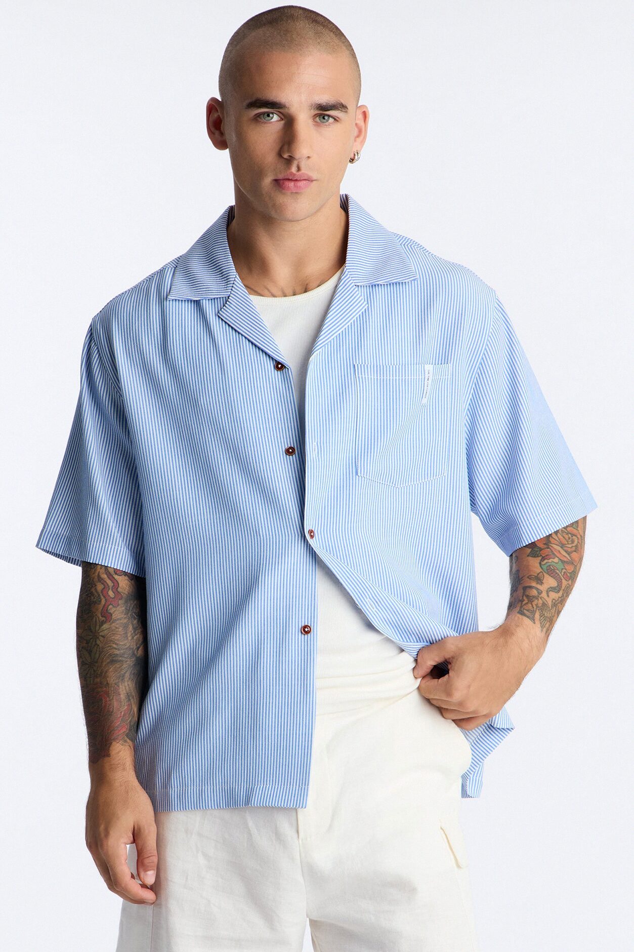 Relaxed Saltair Stripe Button Up Shirt - Blue/combo