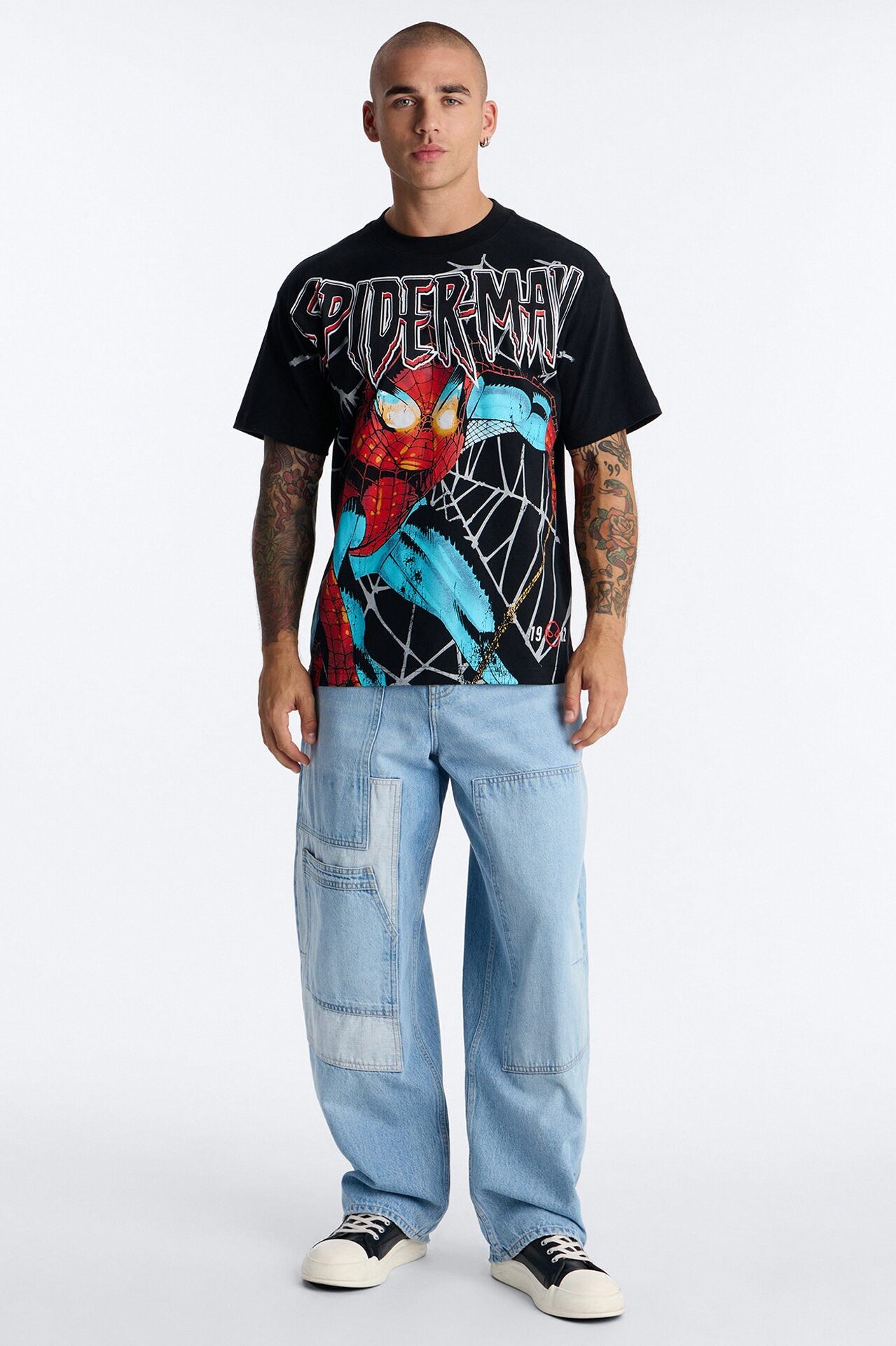 Marvel Spiderman Heavy Weight Boxy Short Sleeve Tee - Black