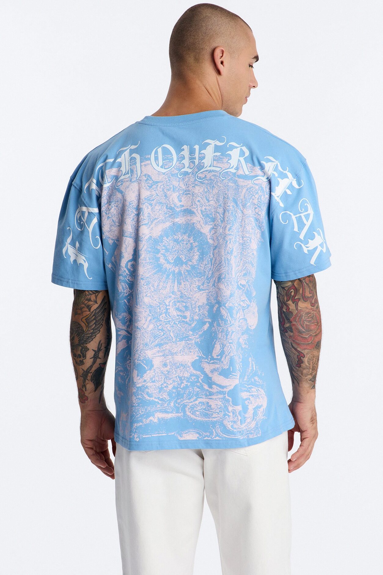 Sacred Blessing Oversized Short Sleeve Tee - Blue