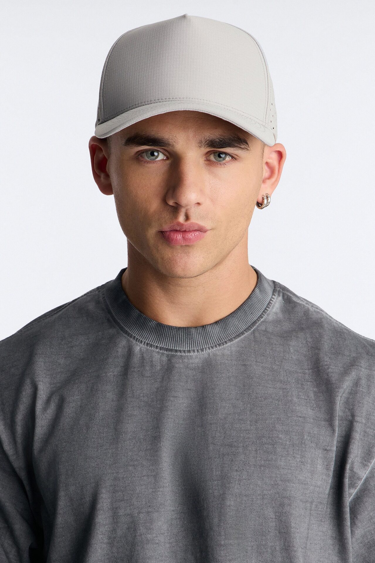 Basic Laser Cut Mesh Trucker Hat - Grey