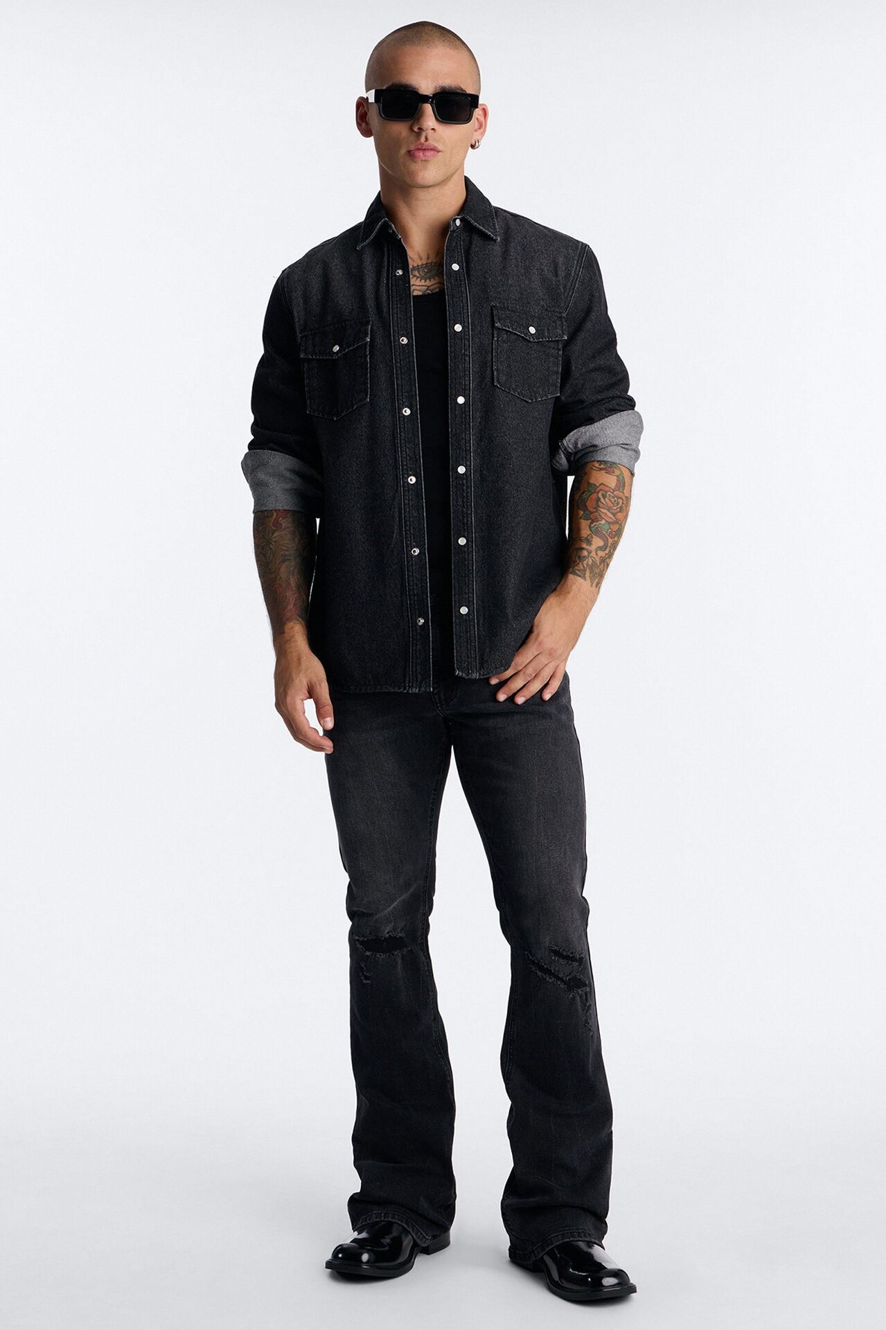 Dreamy Stacked Skinny Flare Jeans - Black Wash