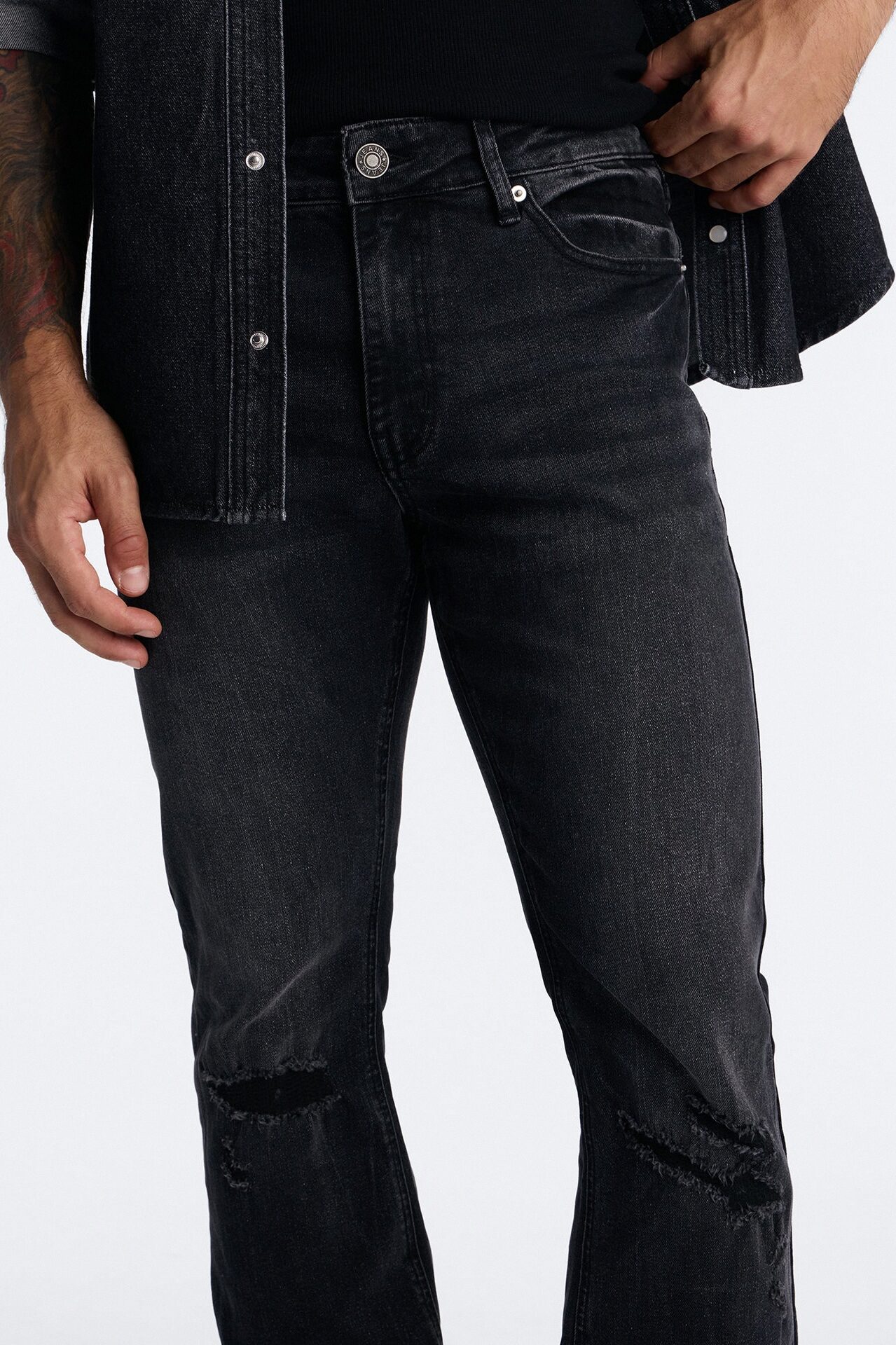 Dreamy Stacked Skinny Flare Jeans - Black Wash