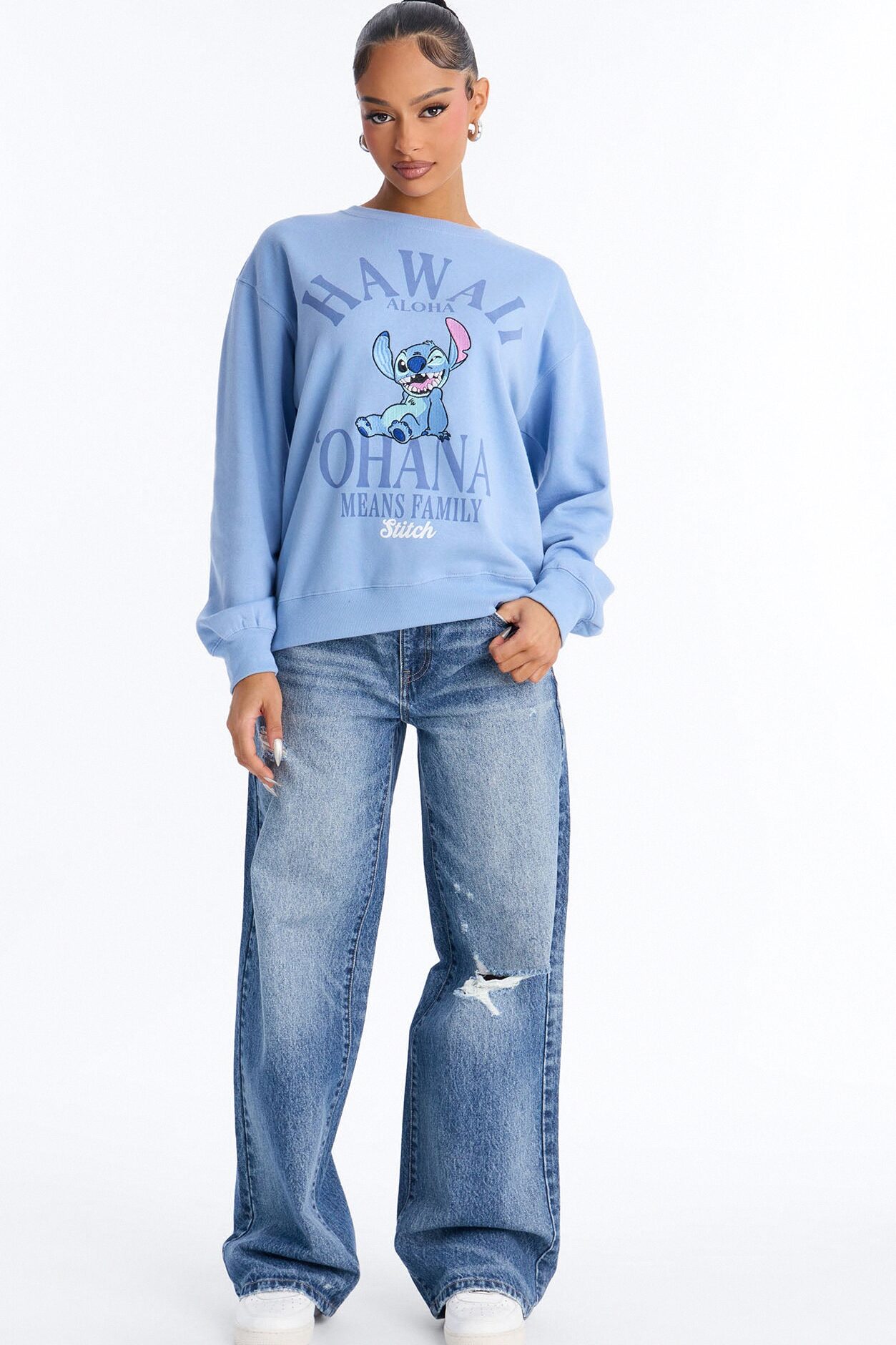 Stitch Hawaii Crew Sweartshirt - Blue