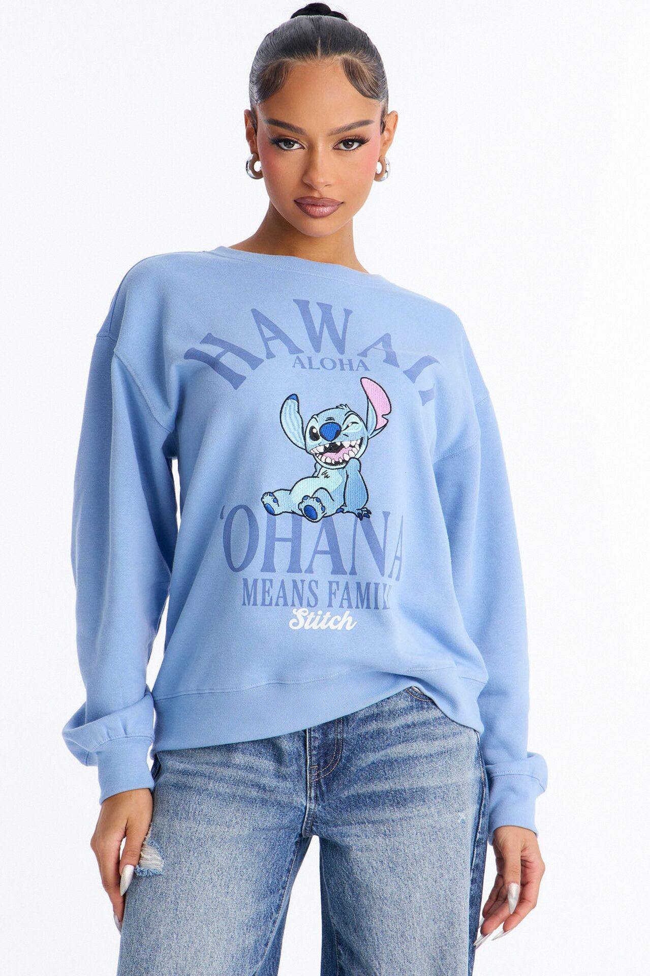 Stitch Hawaii Crew Sweartshirt - Blue