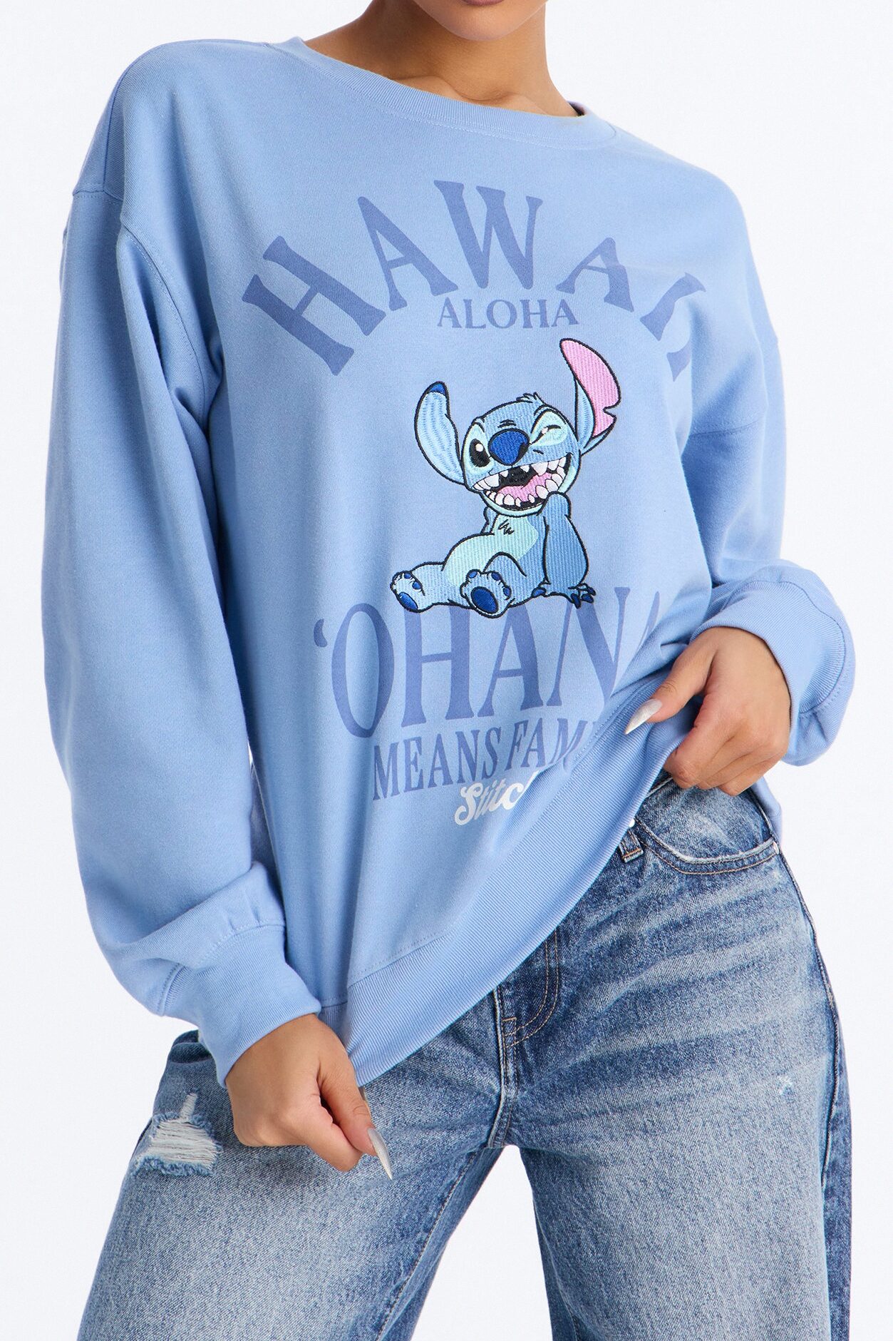 Stitch Hawaii Crew Sweartshirt - Blue