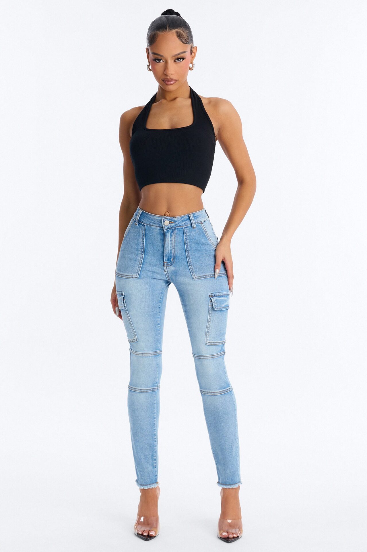 Guilty Pleasure Cargo Skinny Jeans - Light Wash