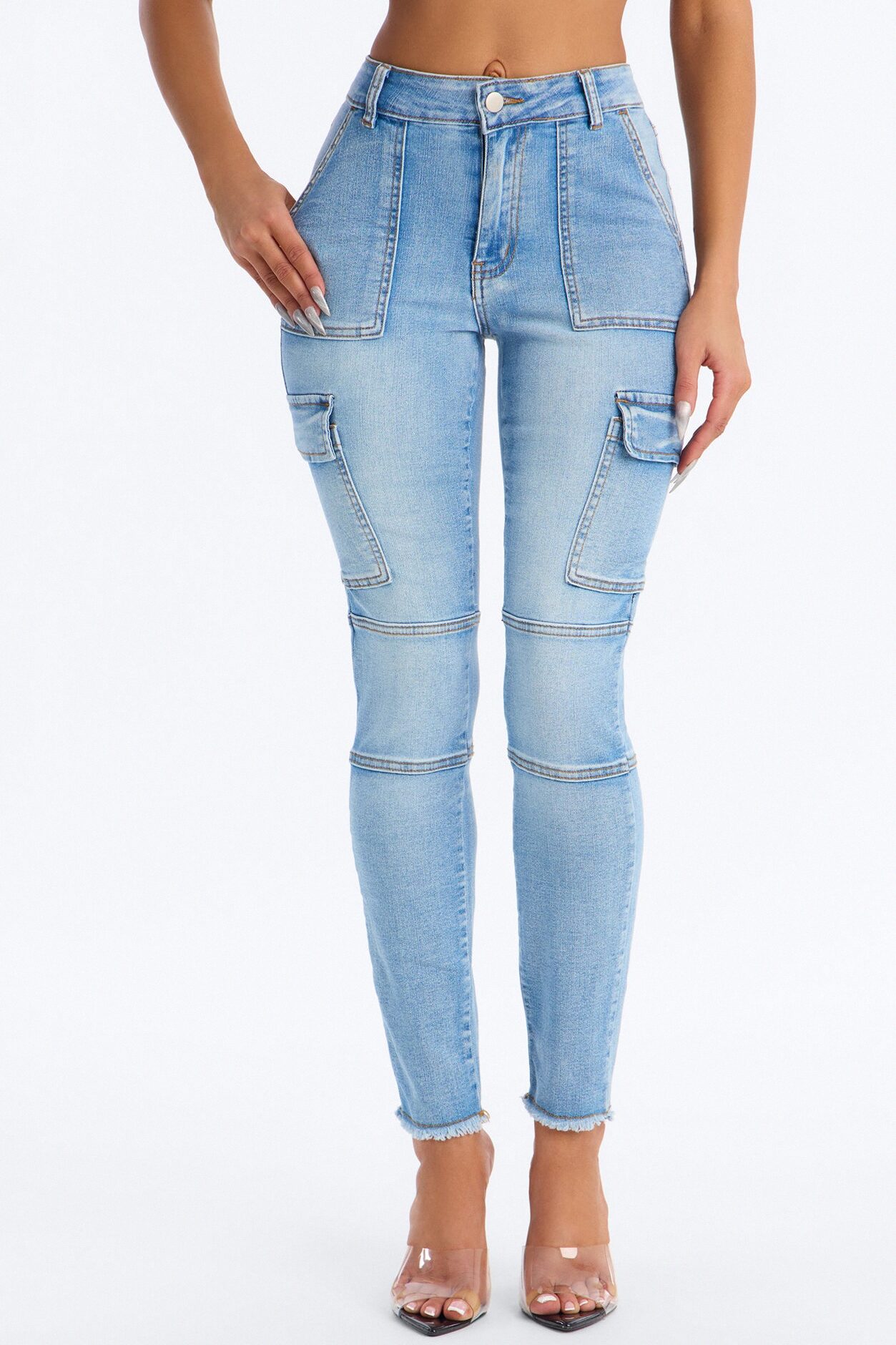 Guilty Pleasure Cargo Skinny Jeans - Light Wash