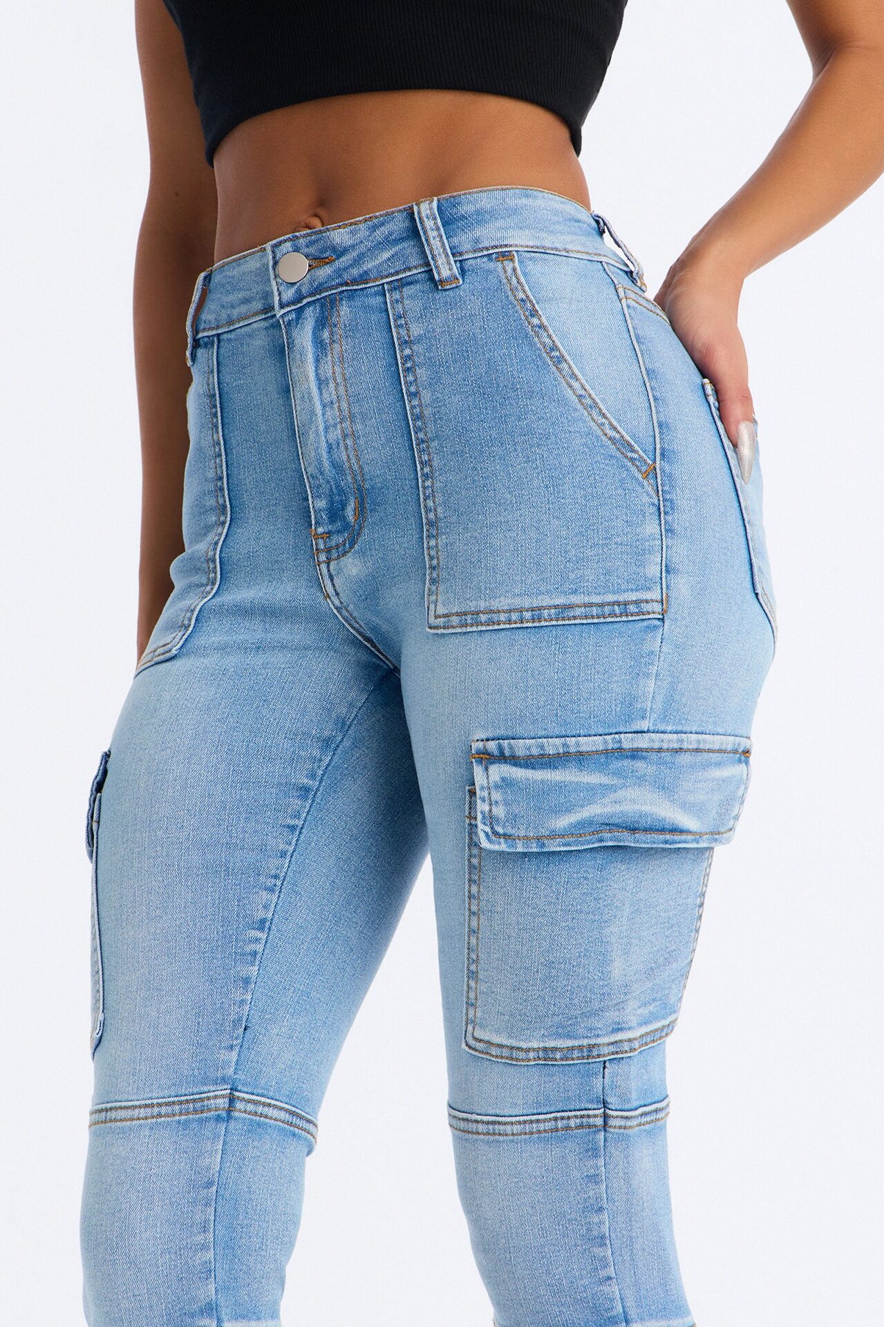 Guilty Pleasure Cargo Skinny Jeans - Light Wash