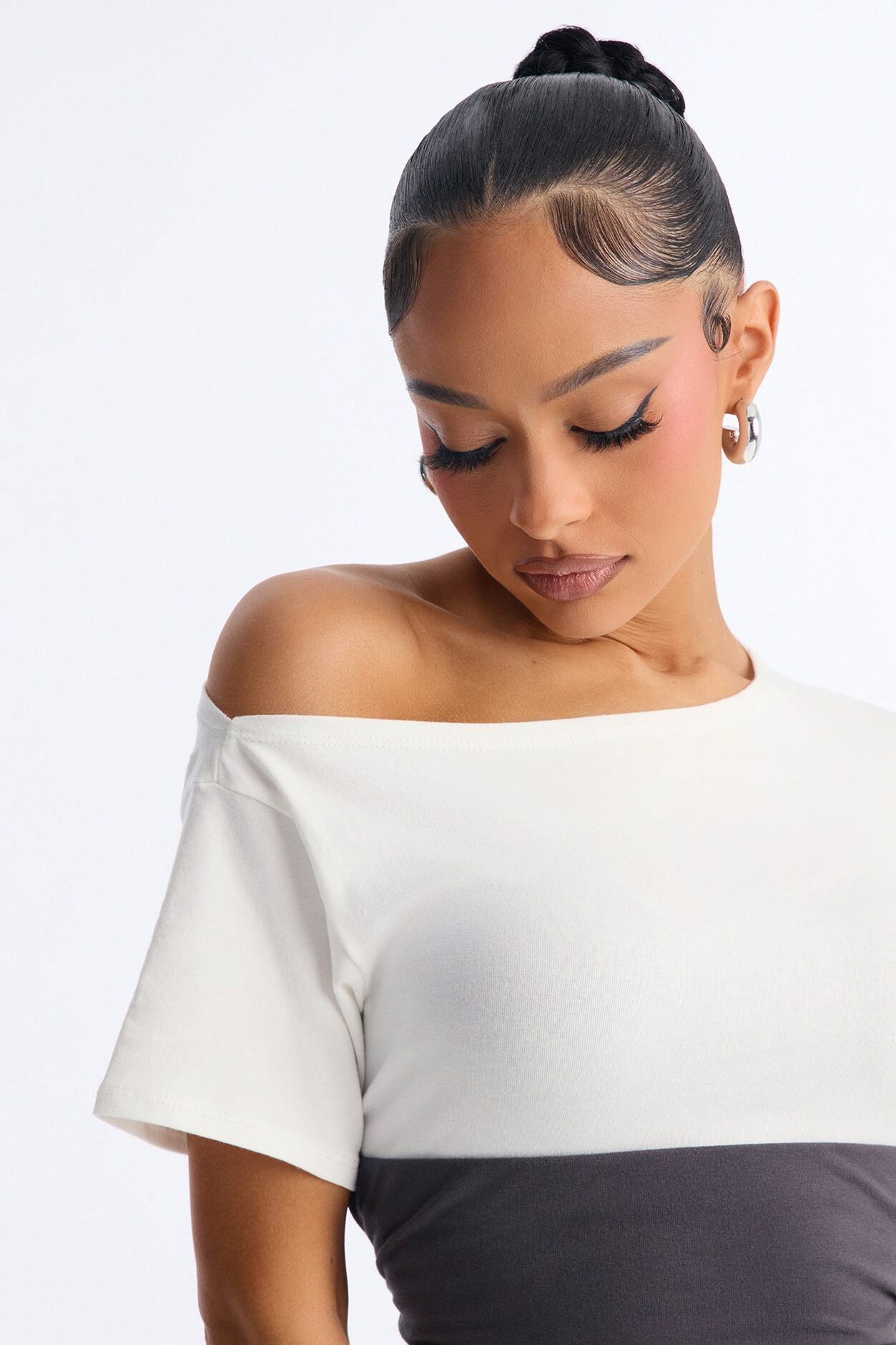 Devon Layered Off Shoulder Tee - White/combo
