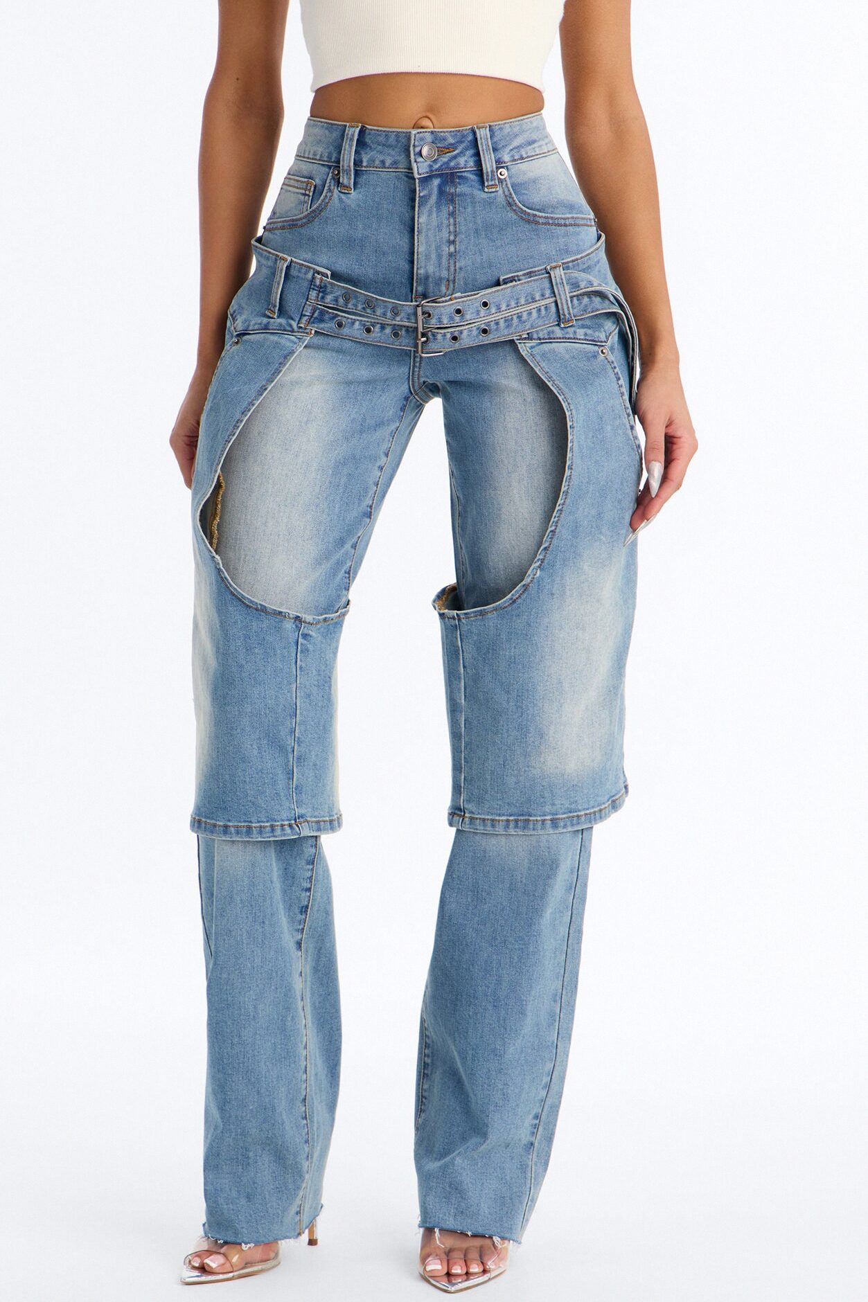 LA Showdown Chaps Straight Leg Jeans - Medium Wash