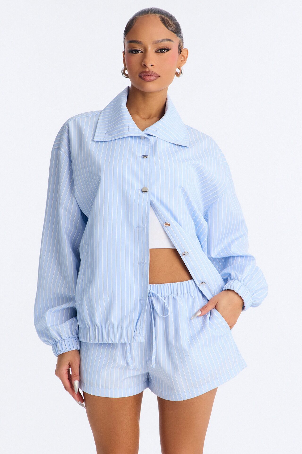 Kennedy Pinstripe Short Set - Blue