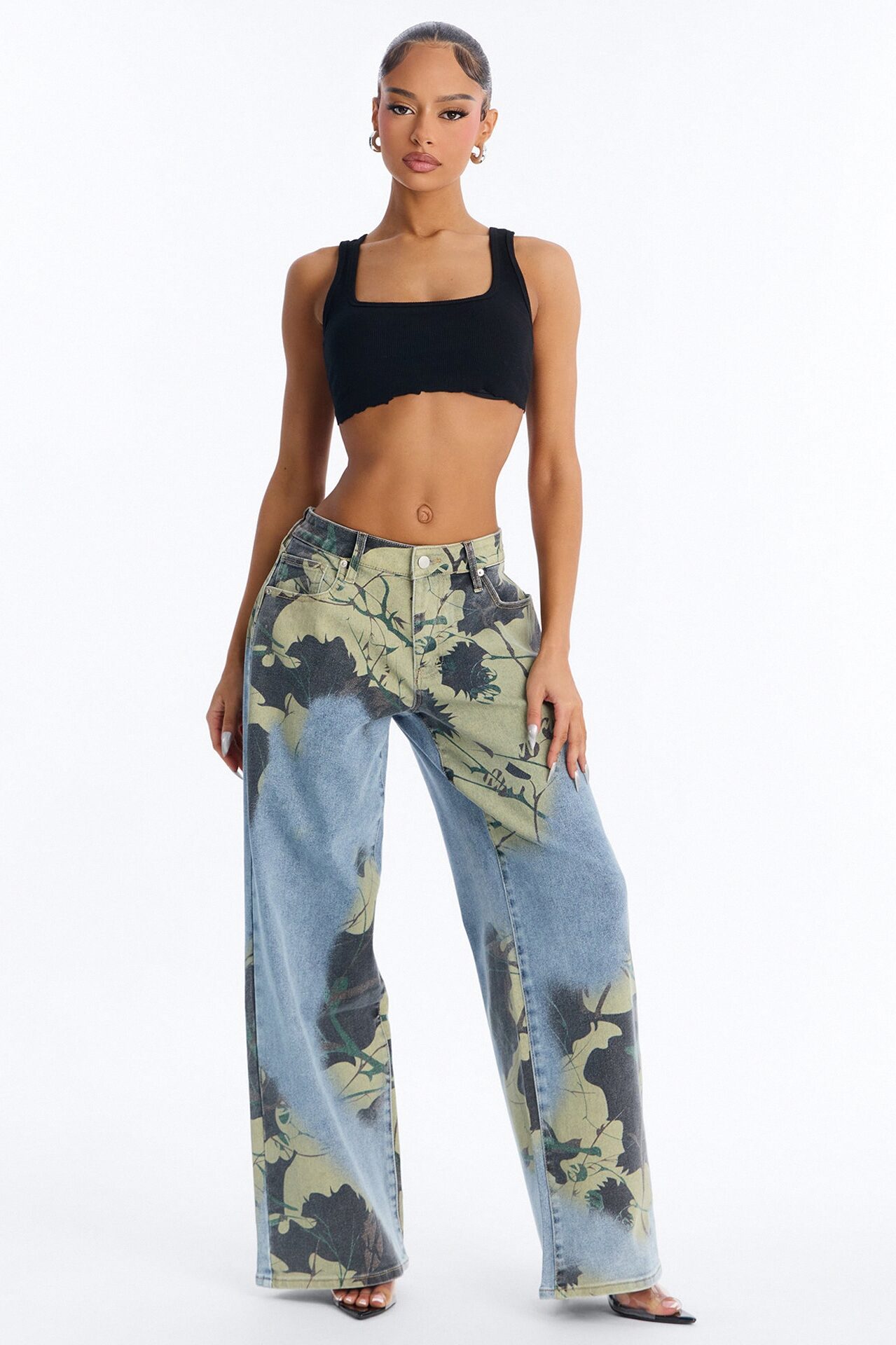 Hide And Seek Camo Printed Jeans - Camouflage