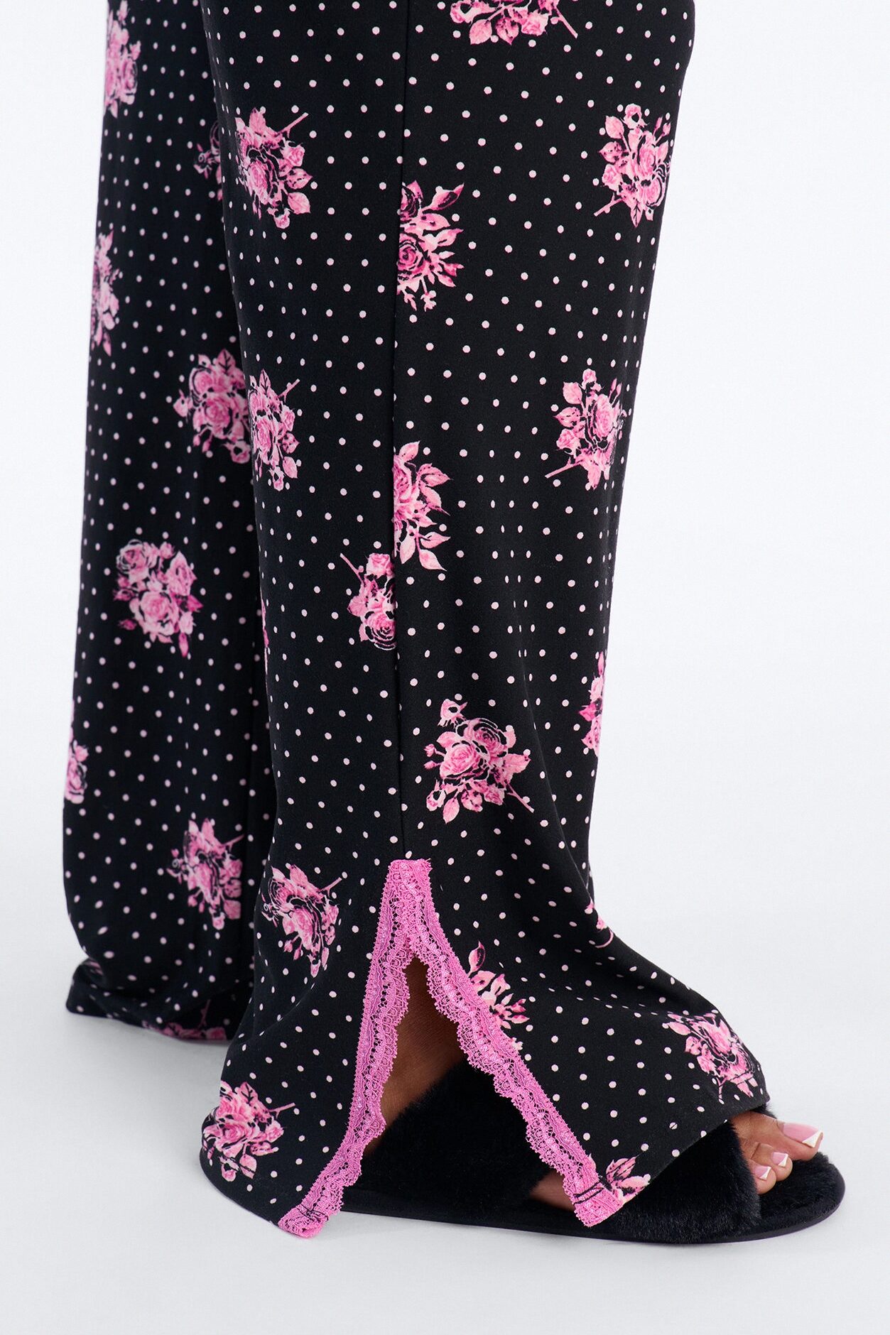 Dreamy And Chic Floral Cami PJ Pant Set - Black/Pink