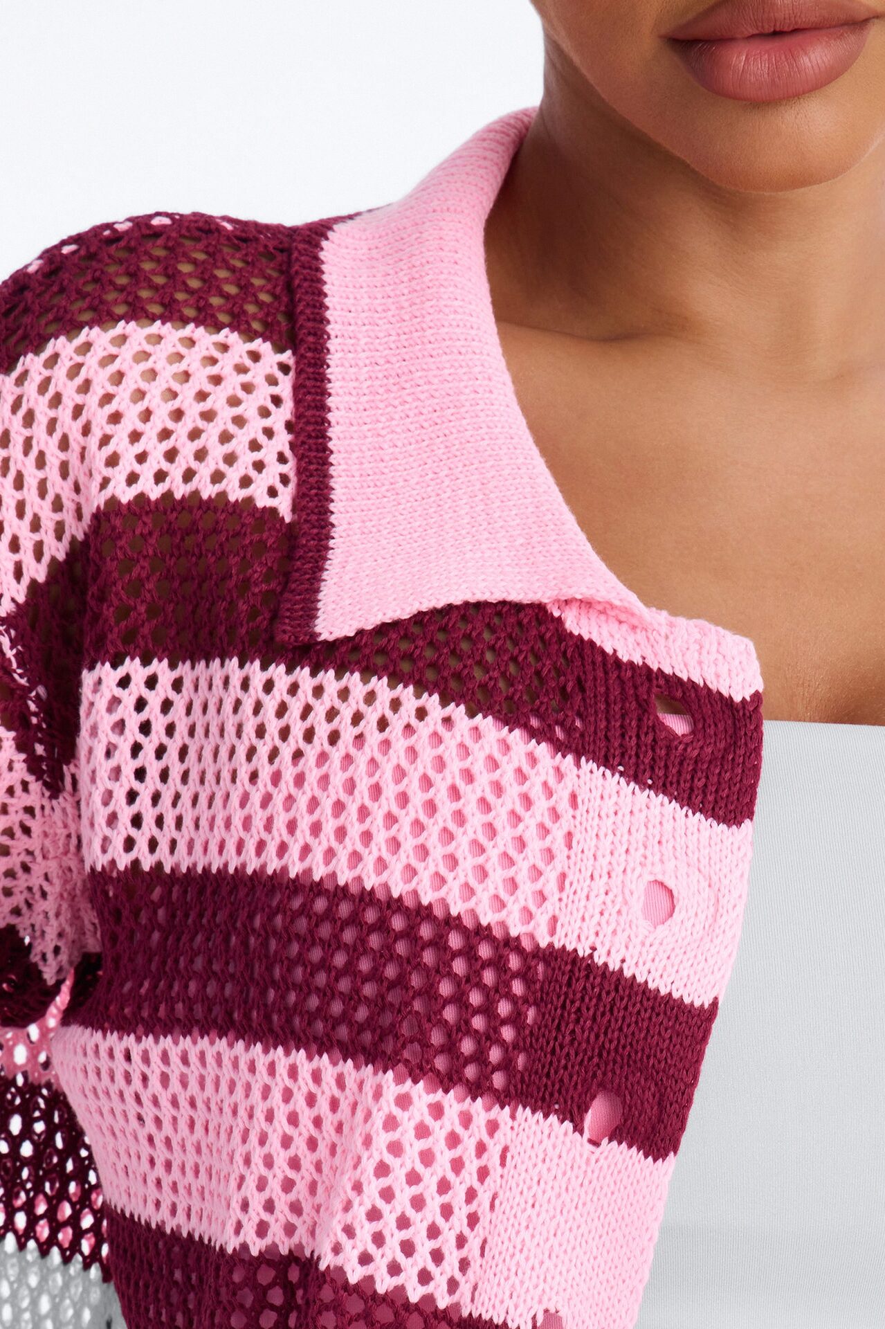 Resort Ready Striped Crochet Short Set - Pink/combo