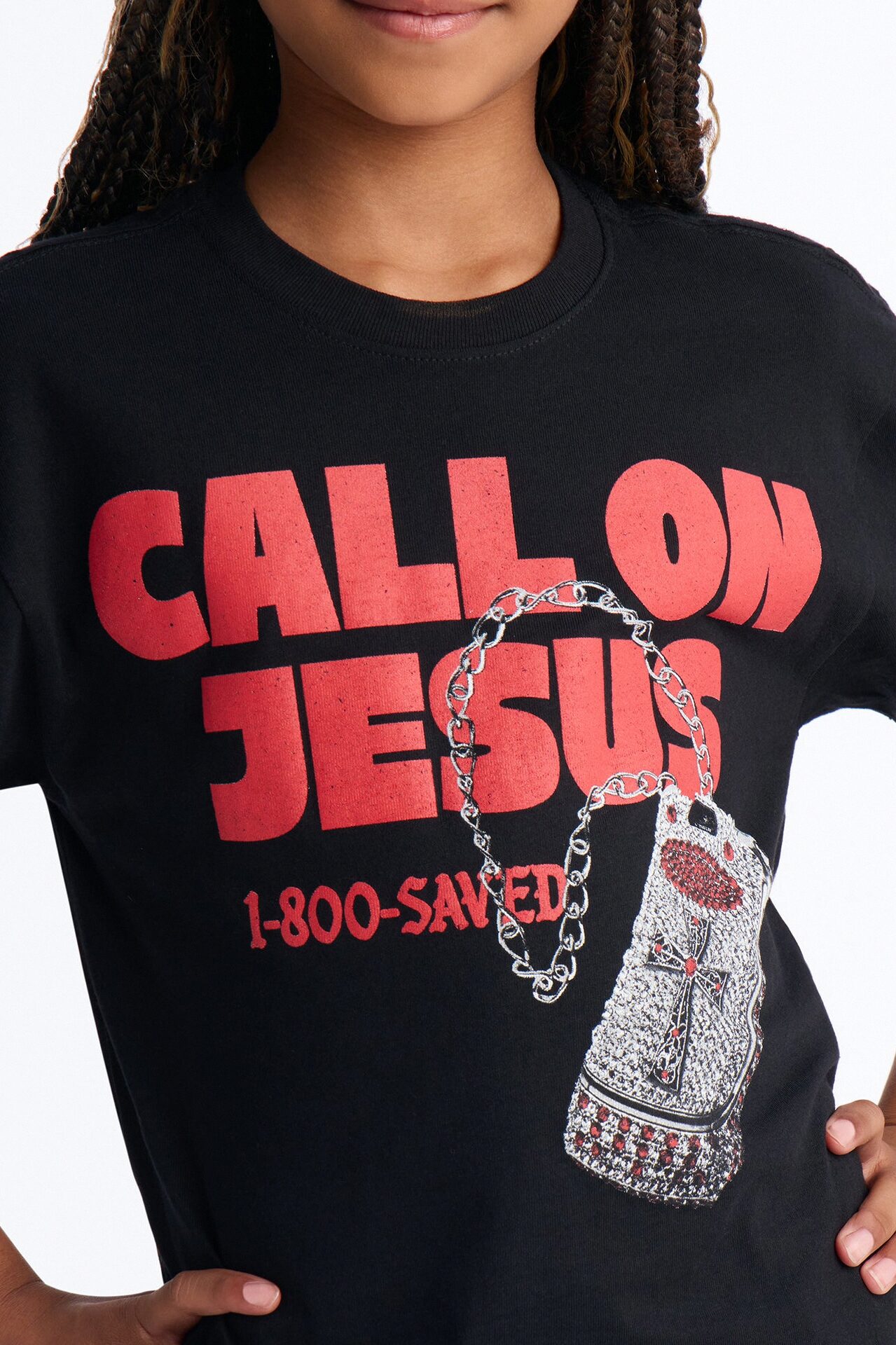 Mini Call On Jesus Oversized Tee - Black