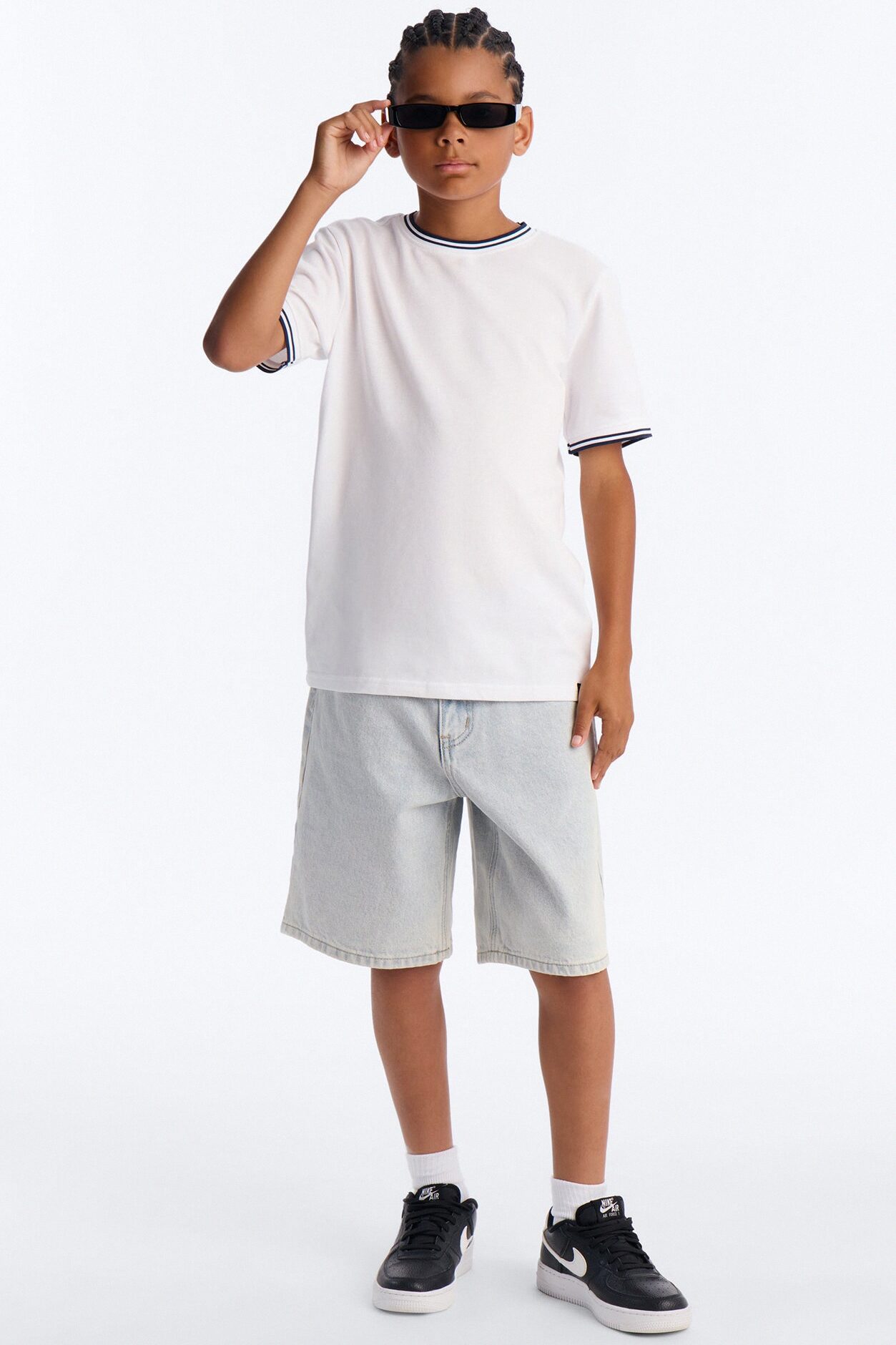 Mini I Don't Mind Pique Short Sleeve Tee - White