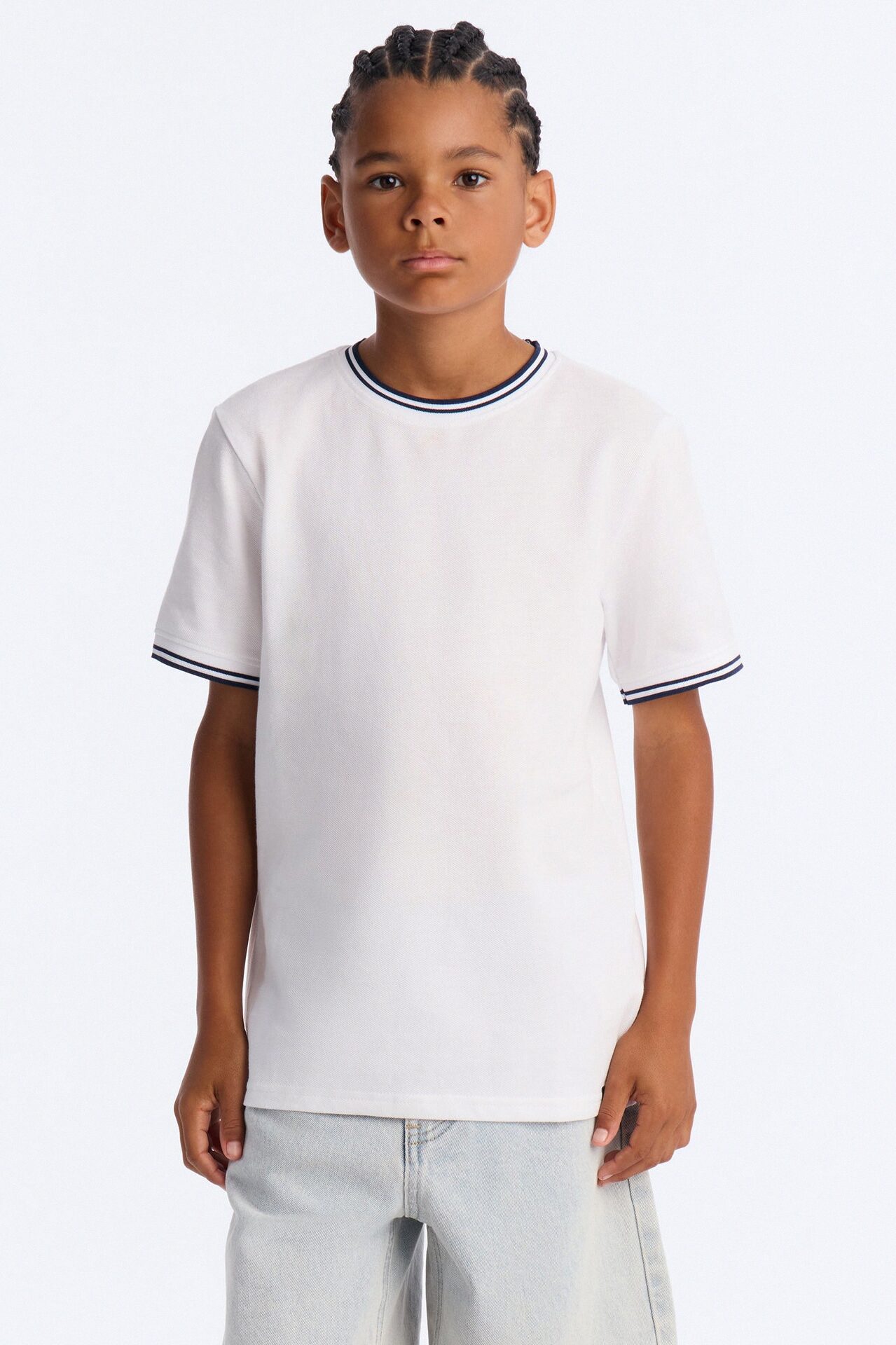 Mini I Don't Mind Pique Short Sleeve Tee - White