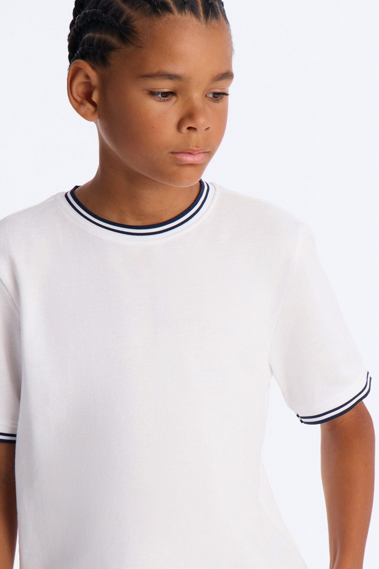 Mini I Don't Mind Pique Short Sleeve Tee - White