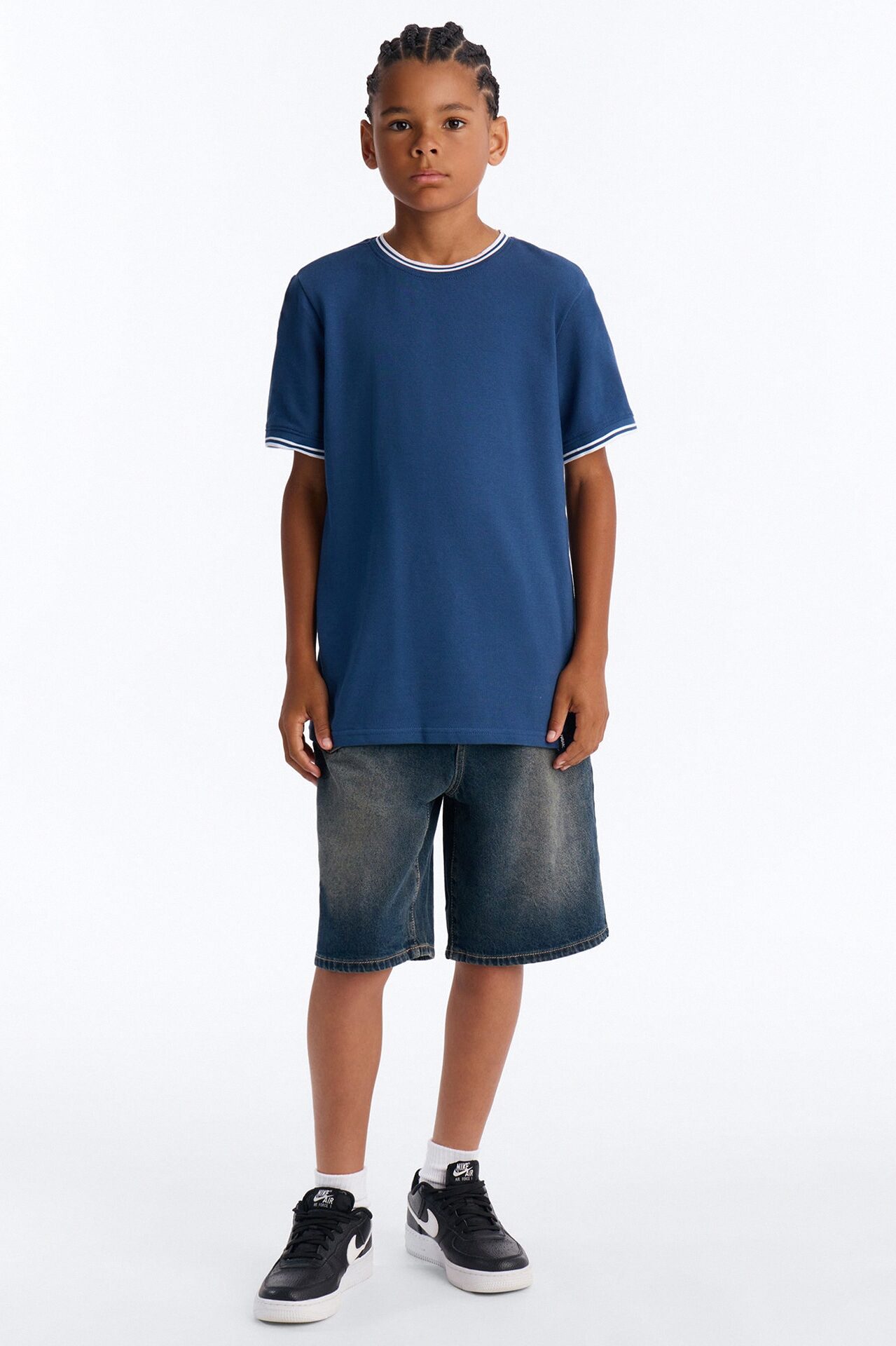 Mini I Don't Mind Pique Short Sleeve Tee - Navy