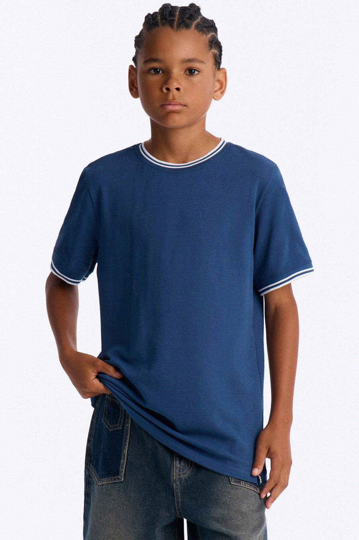 Mini I Don't Mind Pique Short Sleeve Tee - Navy