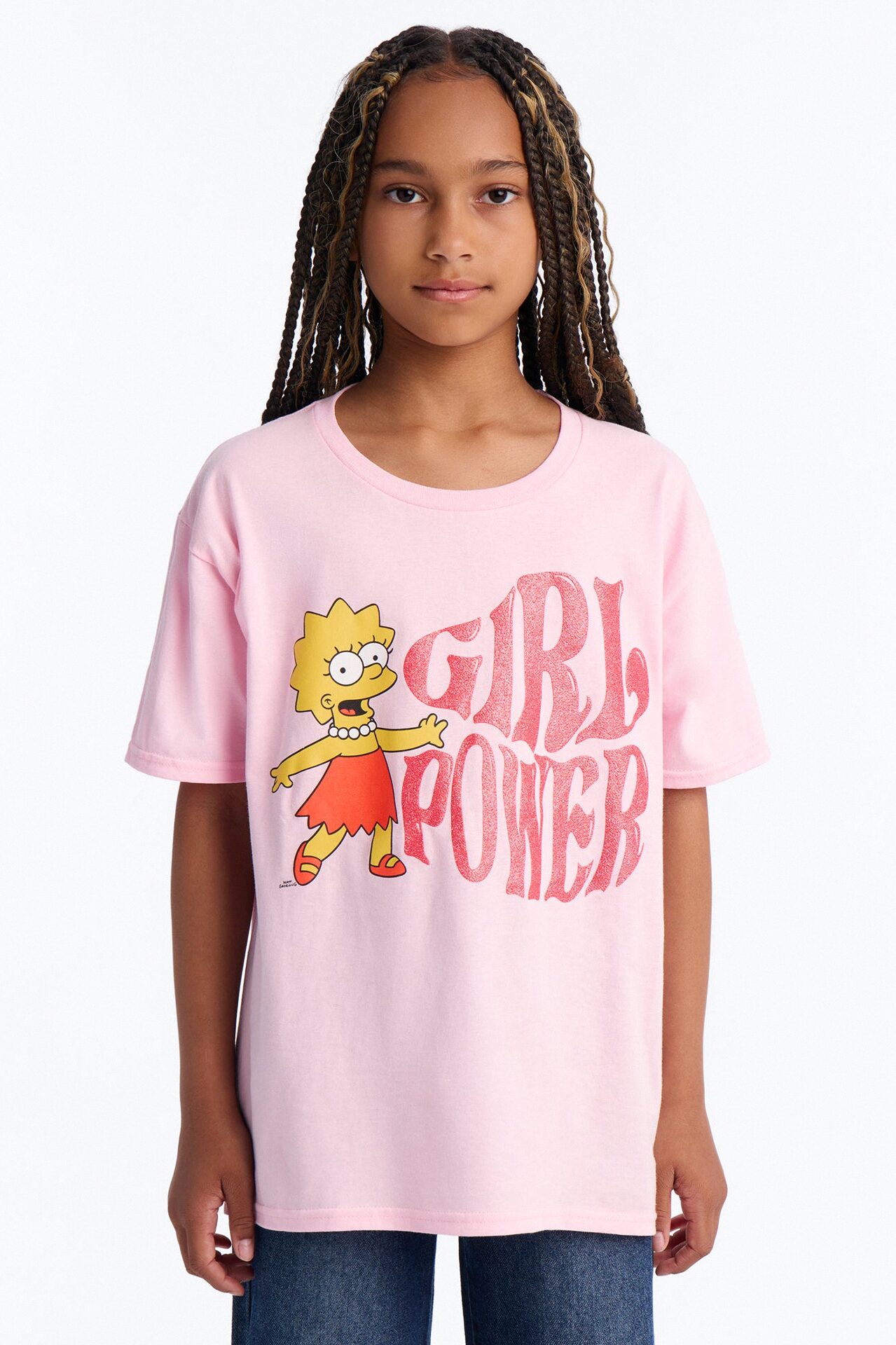 Mini Lisa Simpson Girl Power Short Sleeve Tee - Pink/combo