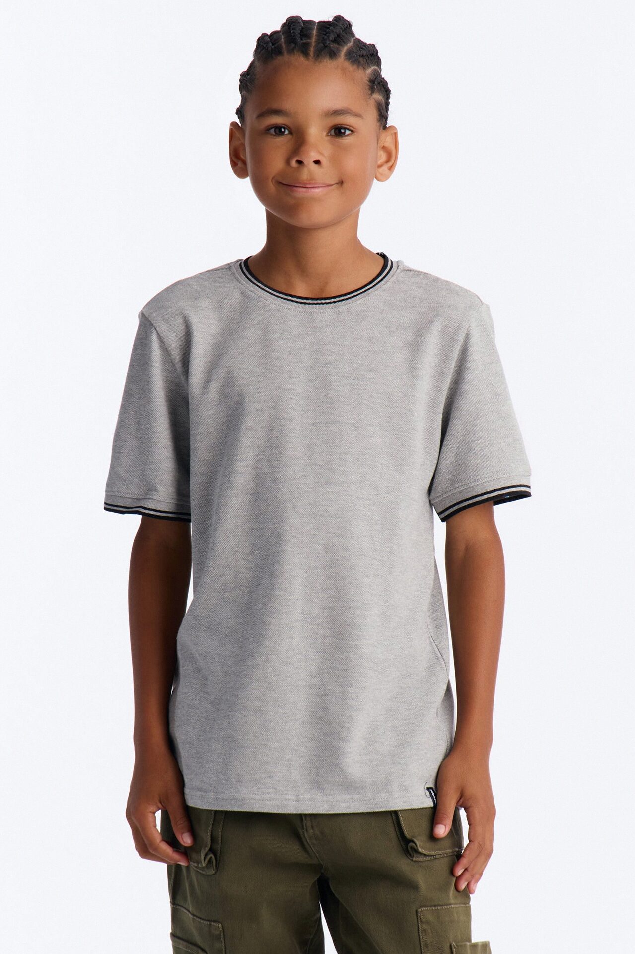 Mini I Don't Mind Pique Short Sleeve Tee - Grey
