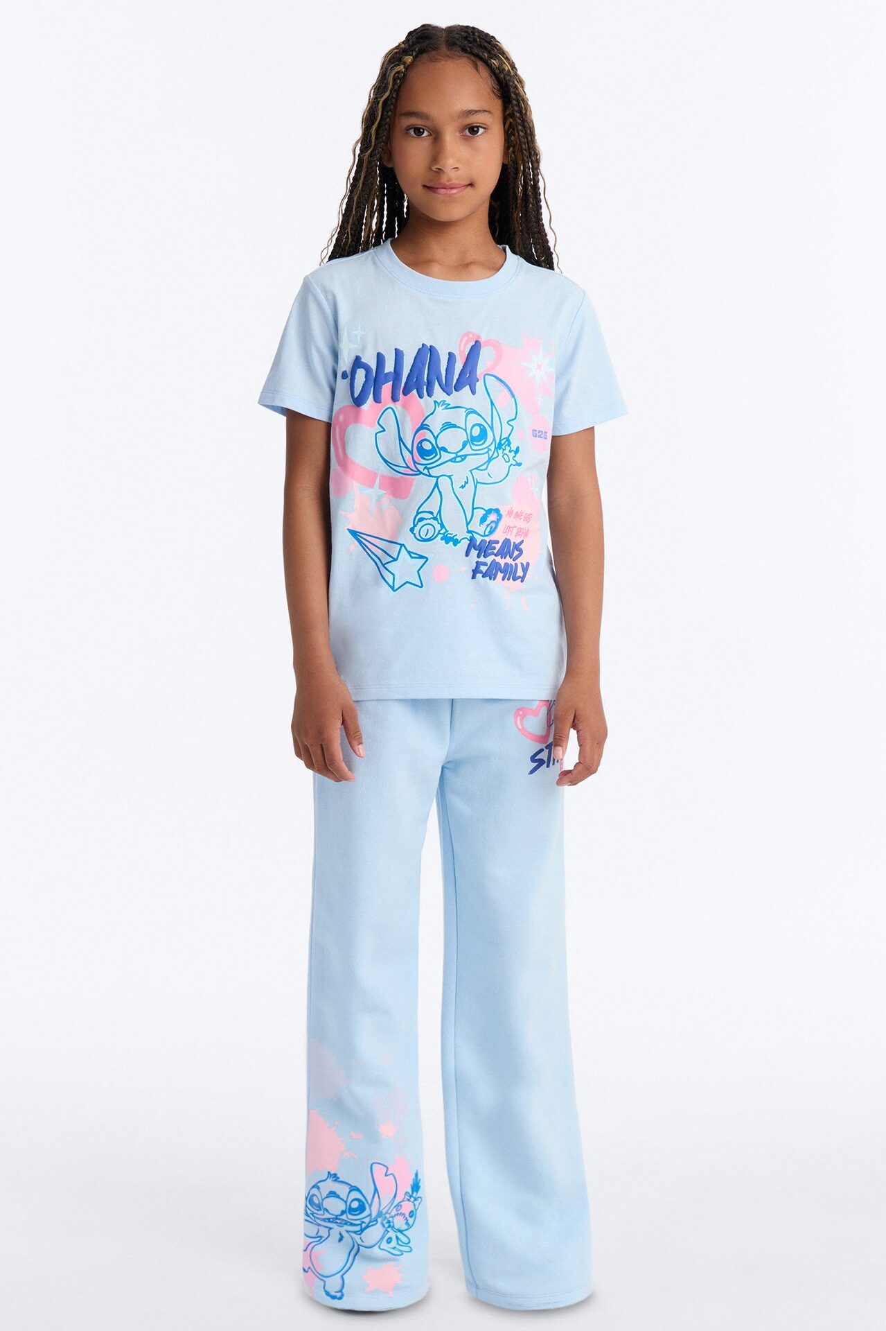 Mini Stitch 626 Ohana Wide Leg Pant Set - Light Blue