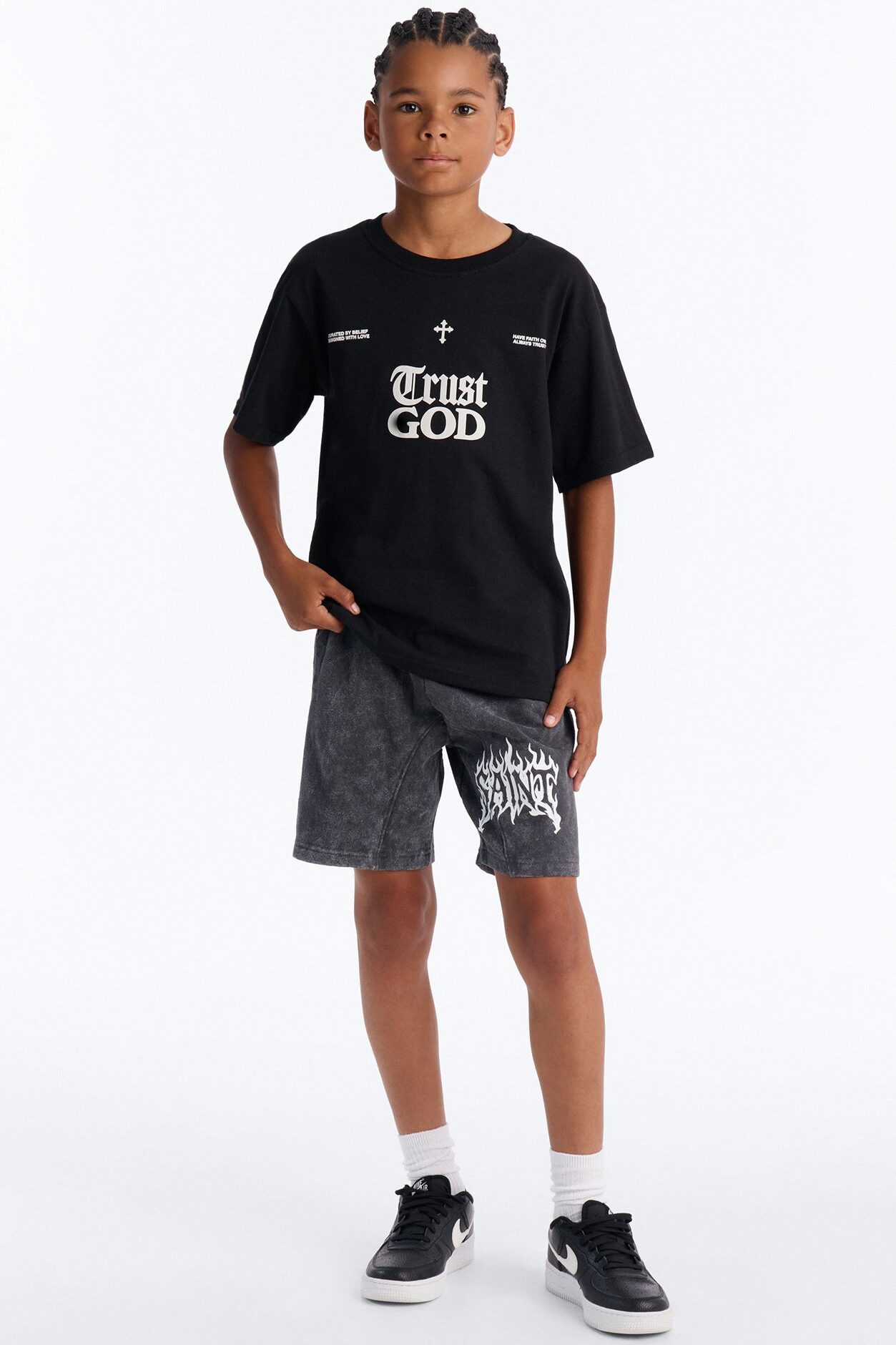 Mini Trust God Short Sleeve Tee - Black