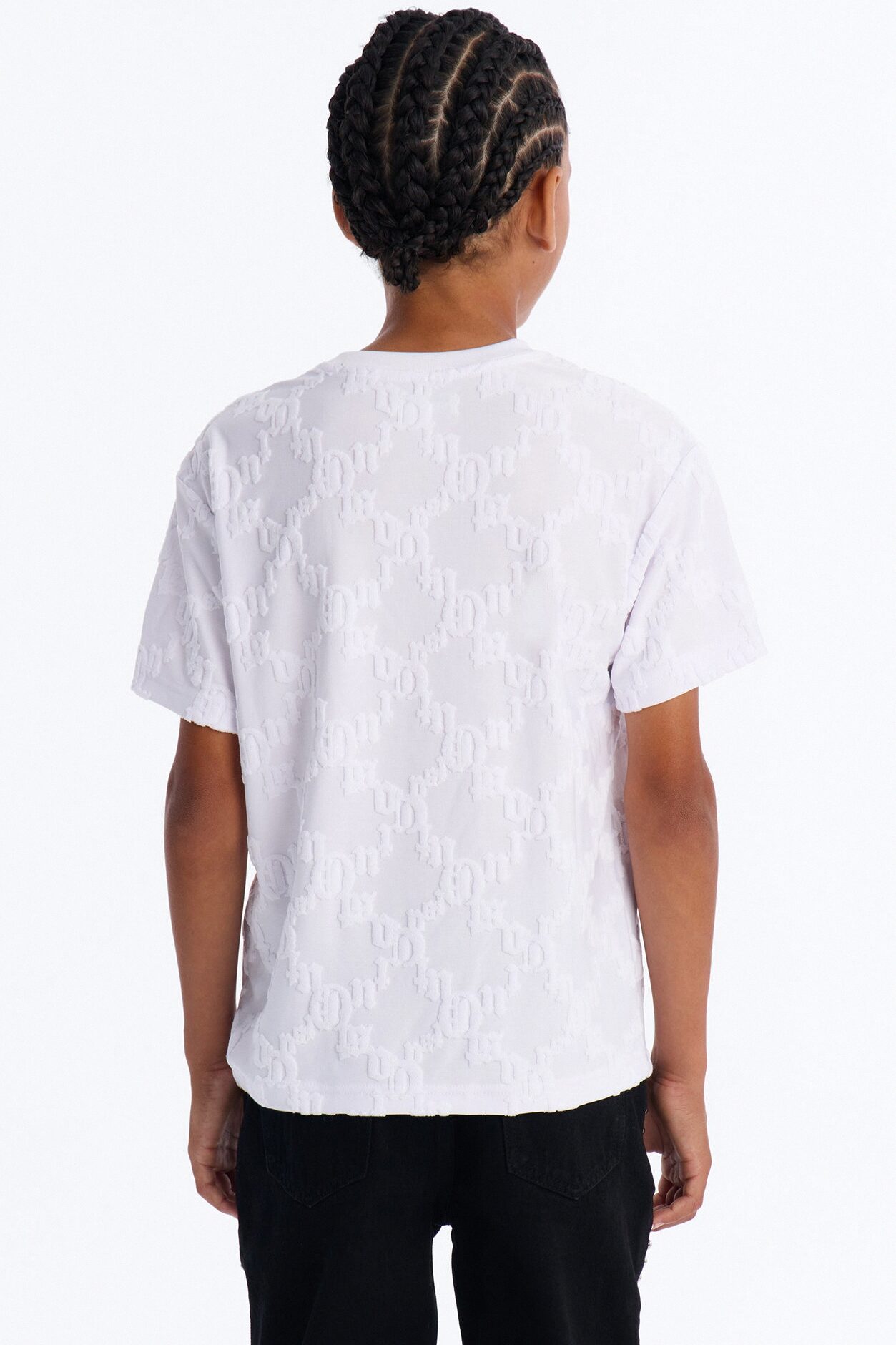 Mini Verbiage Chenille Knit Crew Tee - White