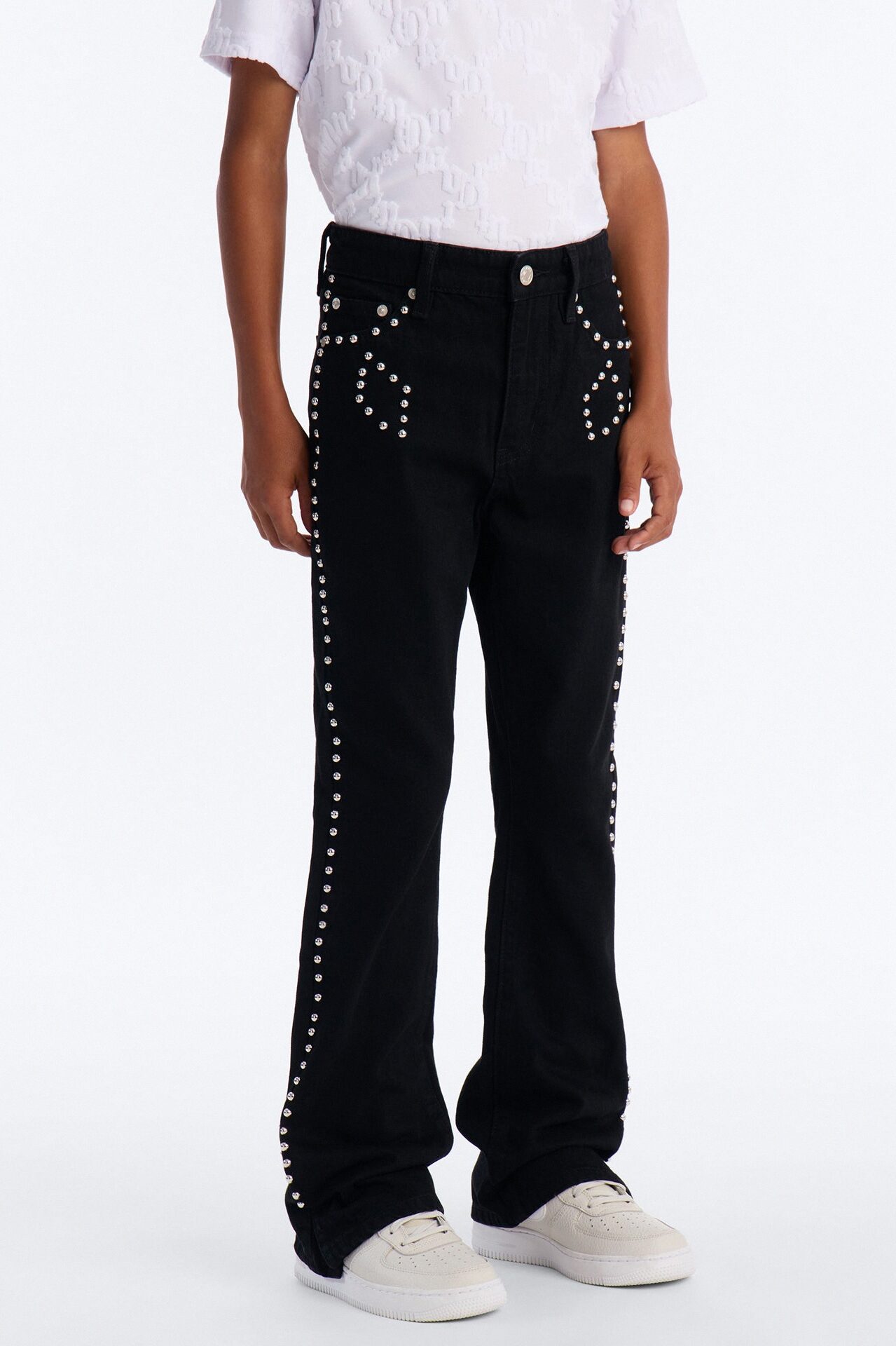 Mini Stacked Slim Flare Iron Outlaw Slit Jean - Black
