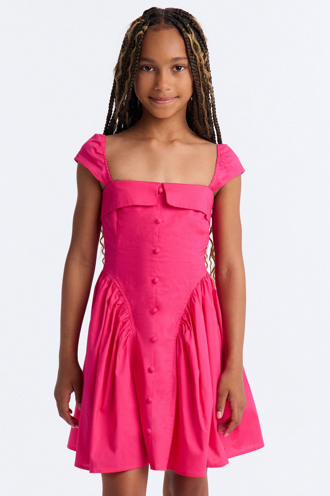 Mini Cleodora Poplin Mini Dress - Fuchsia