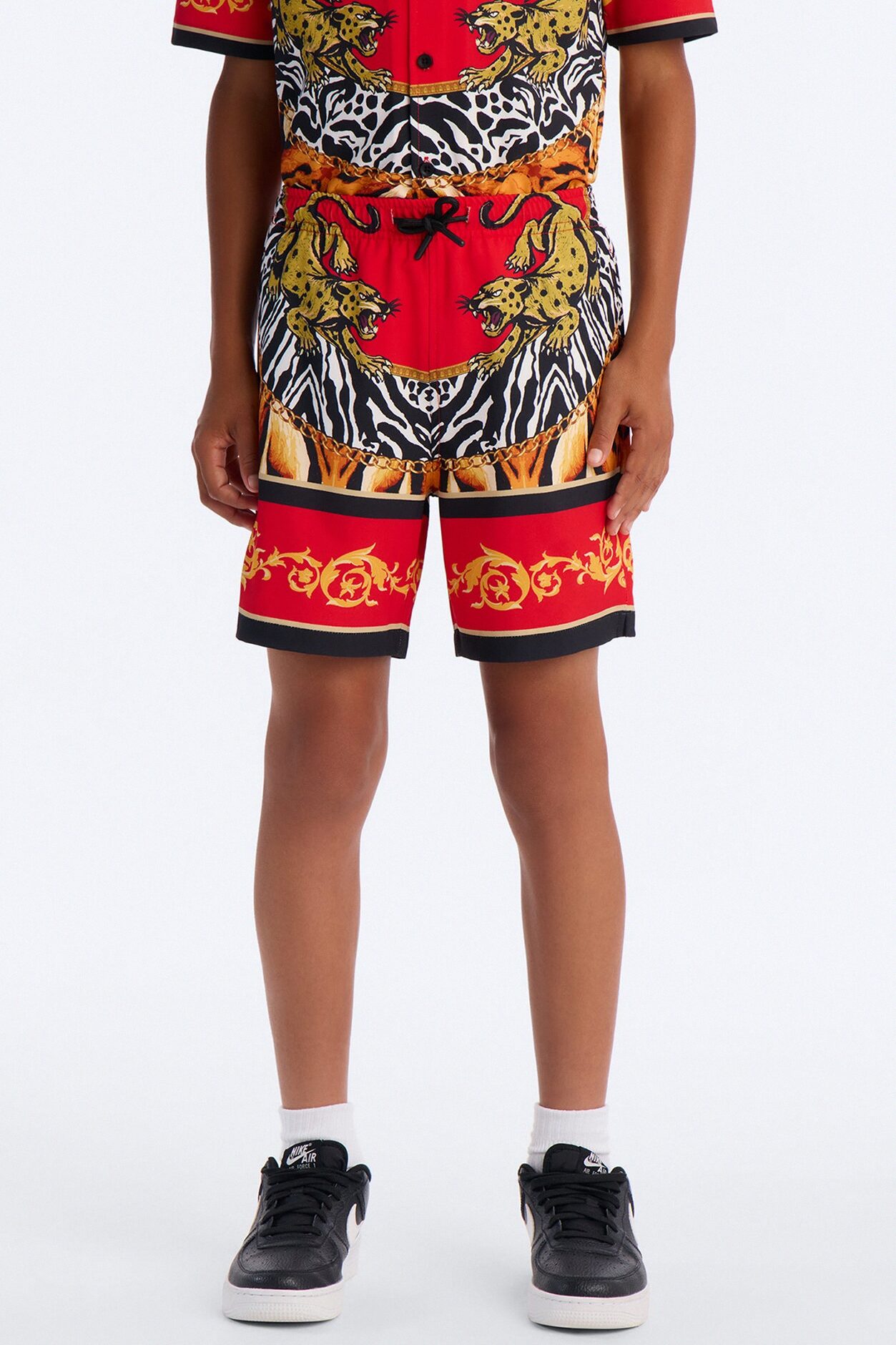 Mini Jungle Royale Baroque Swim Trunk - Red