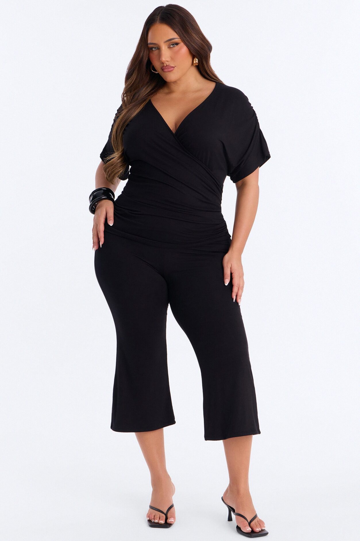 Carrie Cinched Capri Set - Black