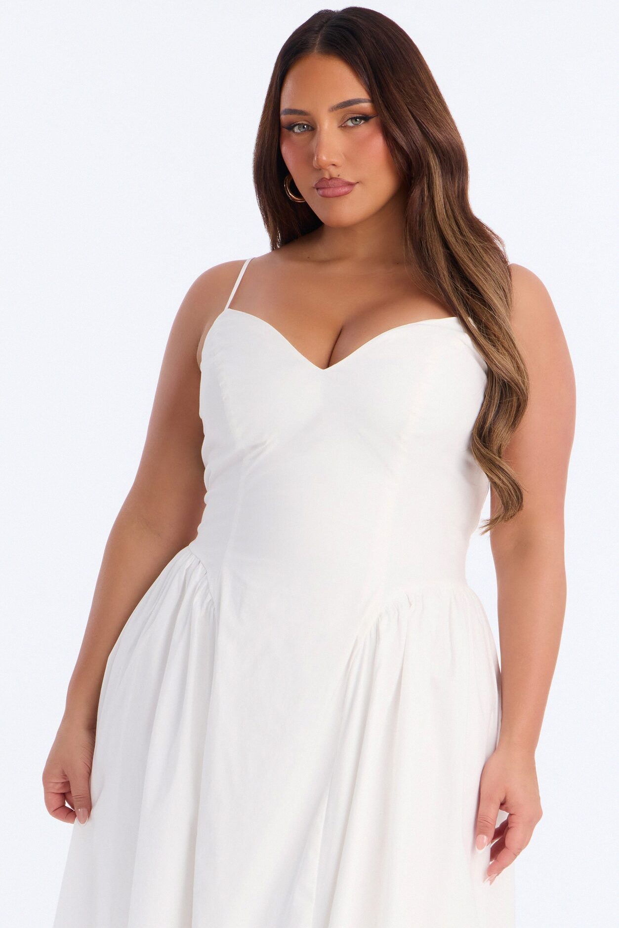 Whitney Pleated Poplin Midi Dress - White