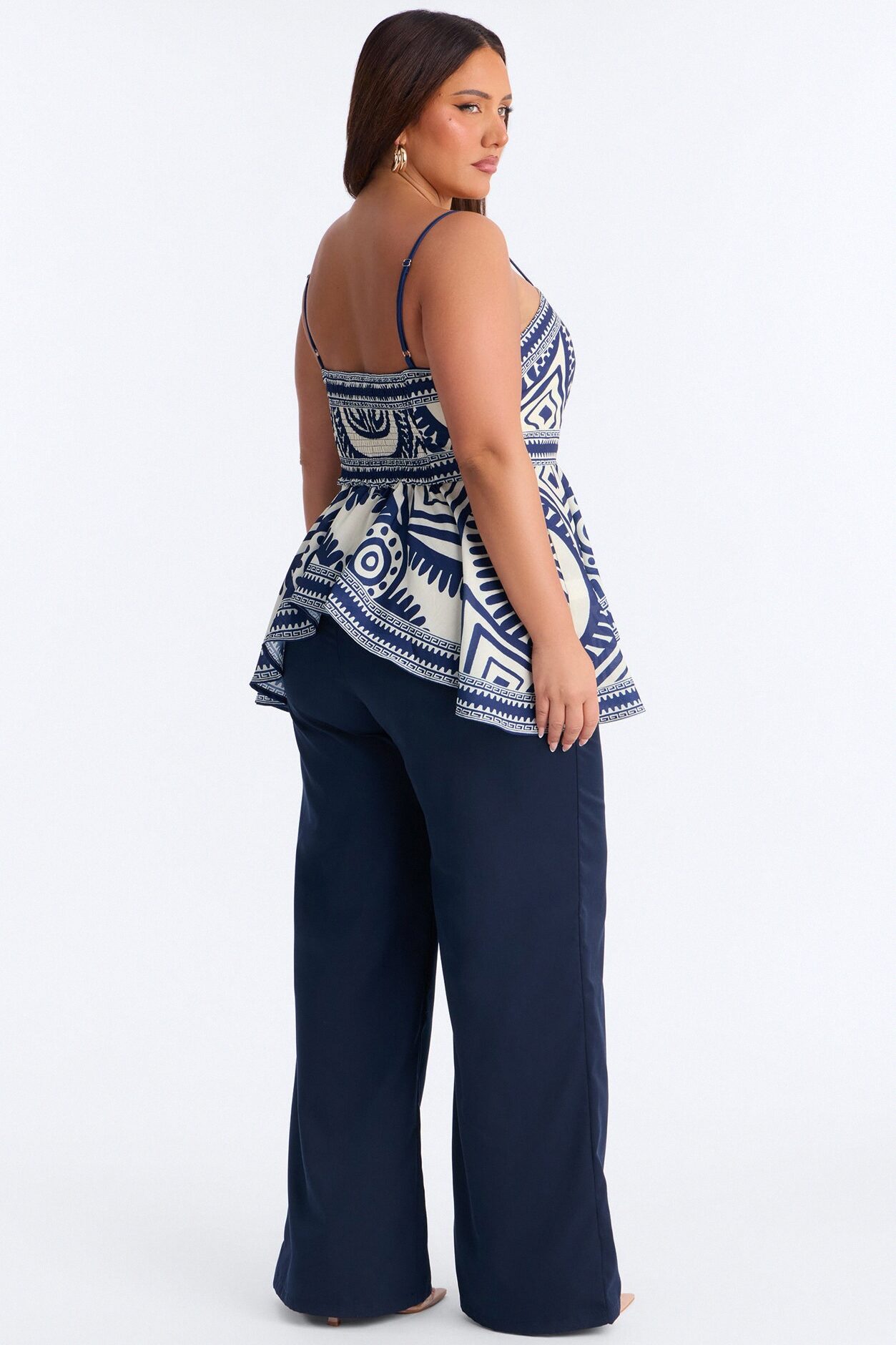 Audrey Linen Pant Set - Navy/combo