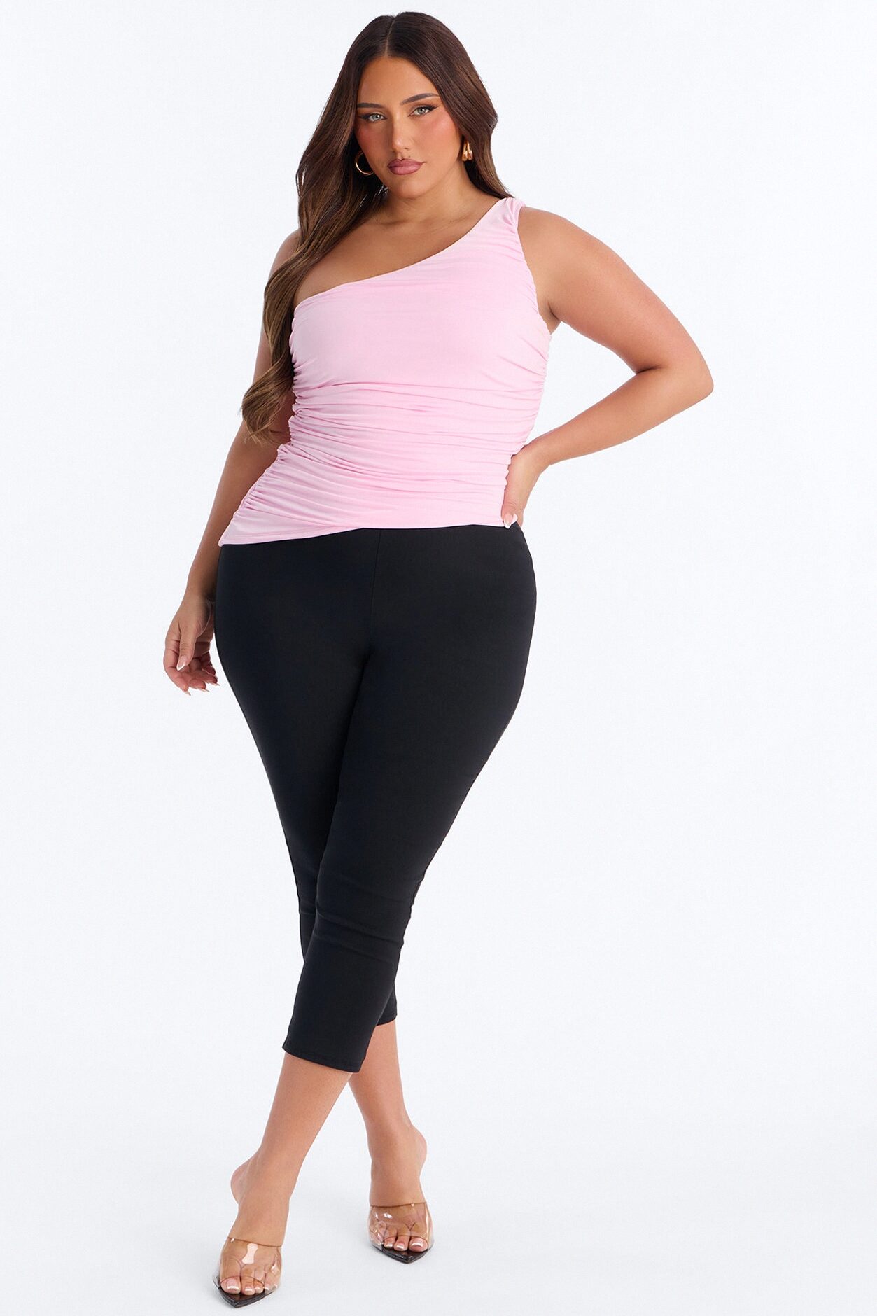 Khelani Asymmetrical Ruched One Shoulder Top - Pink