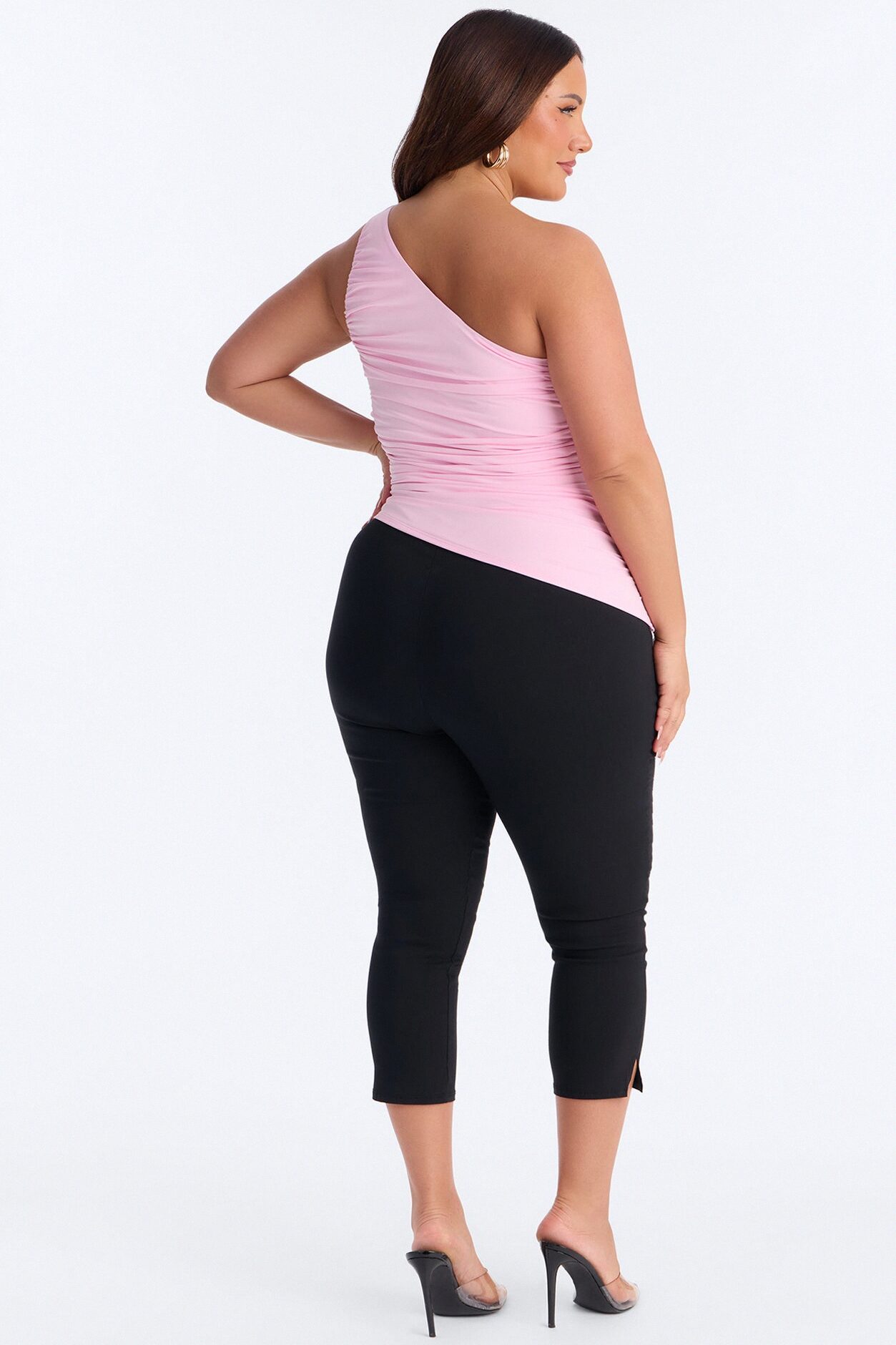 Khelani Asymmetrical Ruched One Shoulder Top - Pink