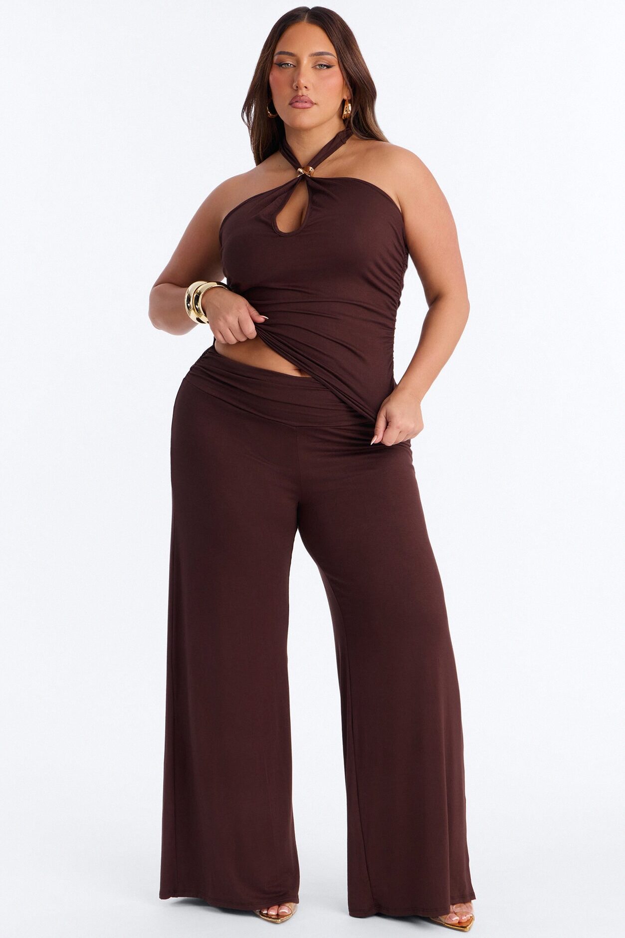 Haven Keyhole Pant Set - Chocolate