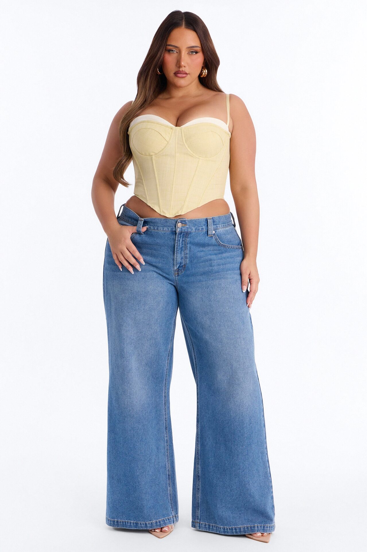 Heat Check Pinstripe Corset - Butter Yellow