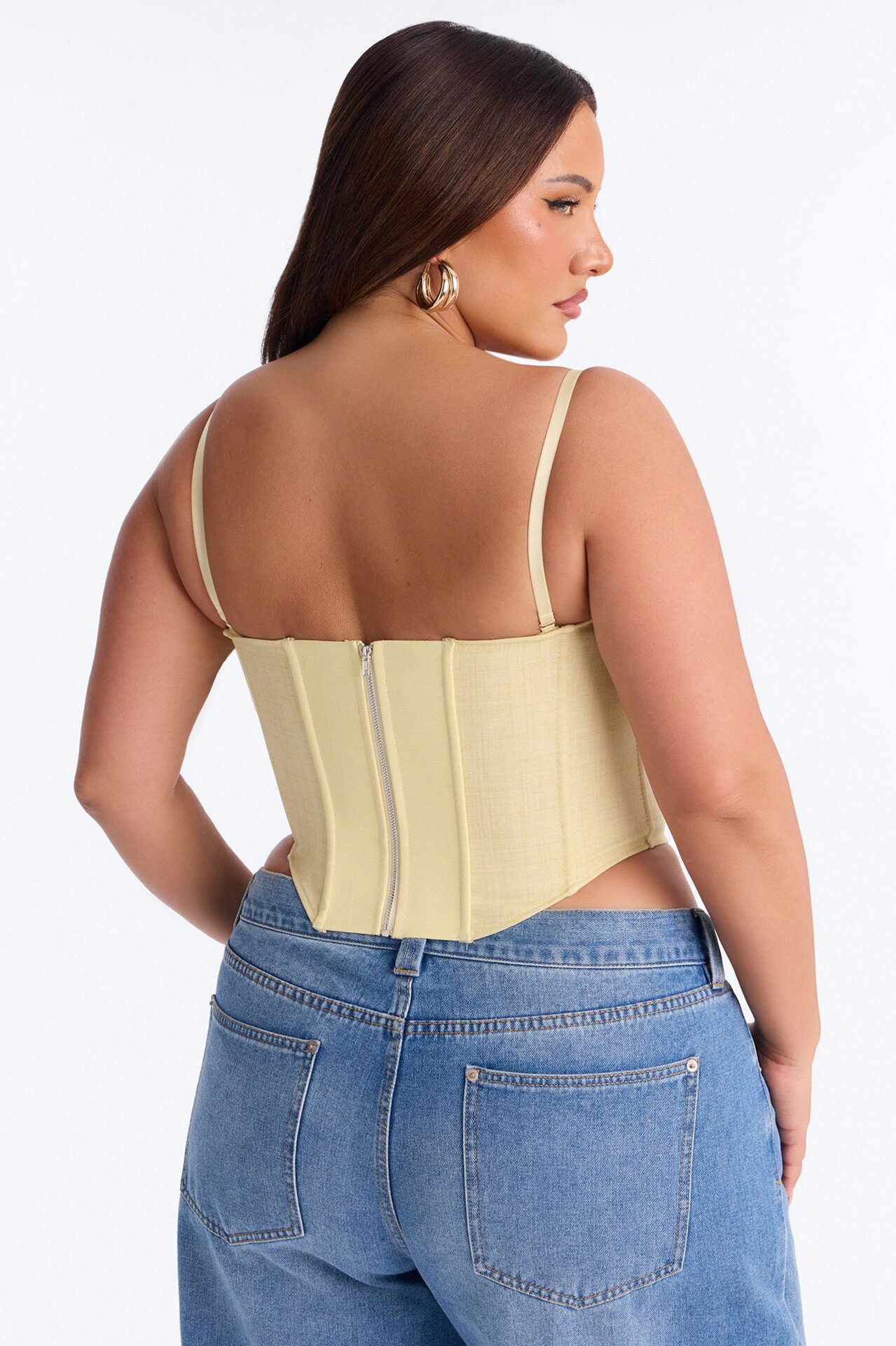 Heat Check Pinstripe Corset - Butter Yellow